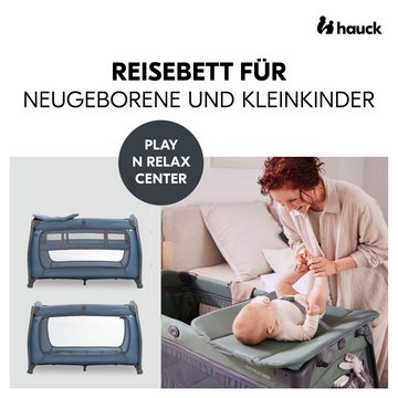 Hauck Baby-Reisebett Play'n Relax Center - Dark Blue, Babyreisebett mit Matratze, Insektenschutz, Wickelauflage, Einhang