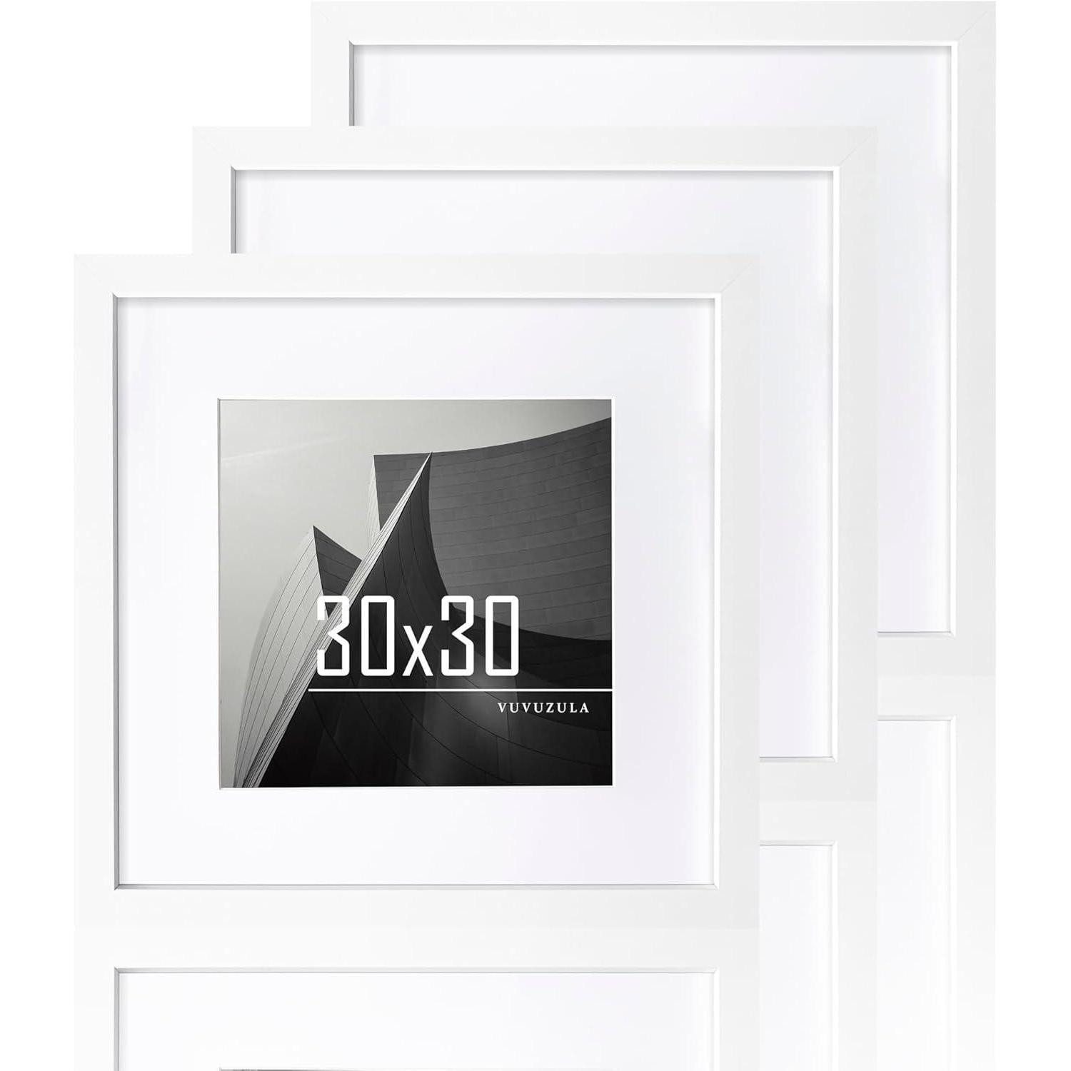 LuxusKollektion Bilderrahmen-Set Bilderrahmen 30x30cm Weiß Holz Quadratisch Fotorahmen MDF Rahmen