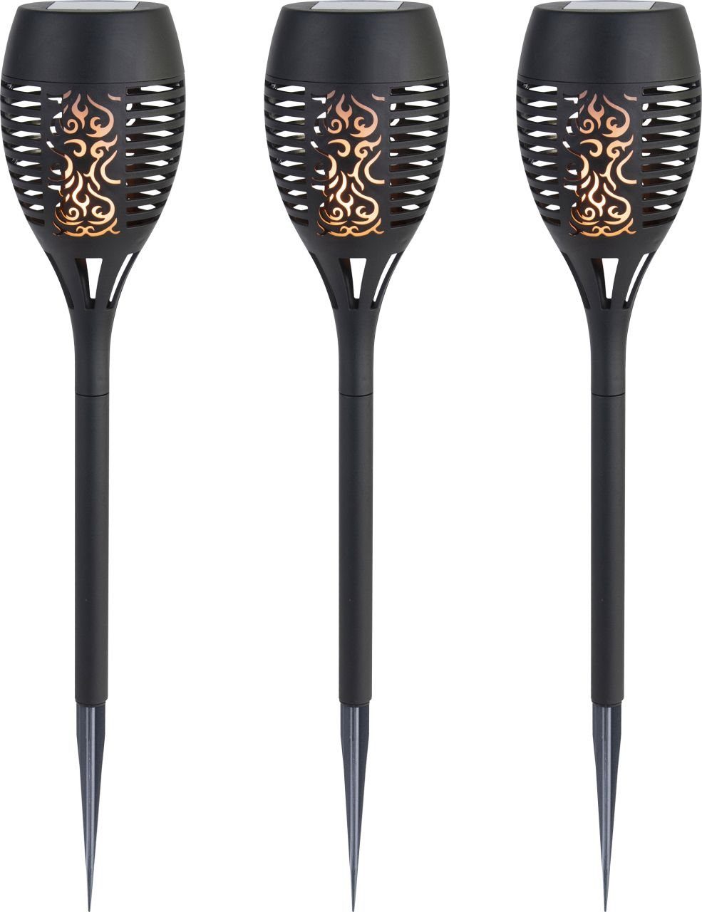 Trend Line LED Gartenfackel Trendline LED Solarfackel 3er-Set 40 cm mit, Inkl. Leuchtmittel, Nicht dimmbar ohne Bewegungsmelder