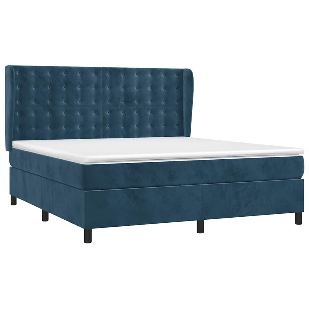 Bett Boxspringbett mit Matratze Dunkelblau 180x200 cm Samt