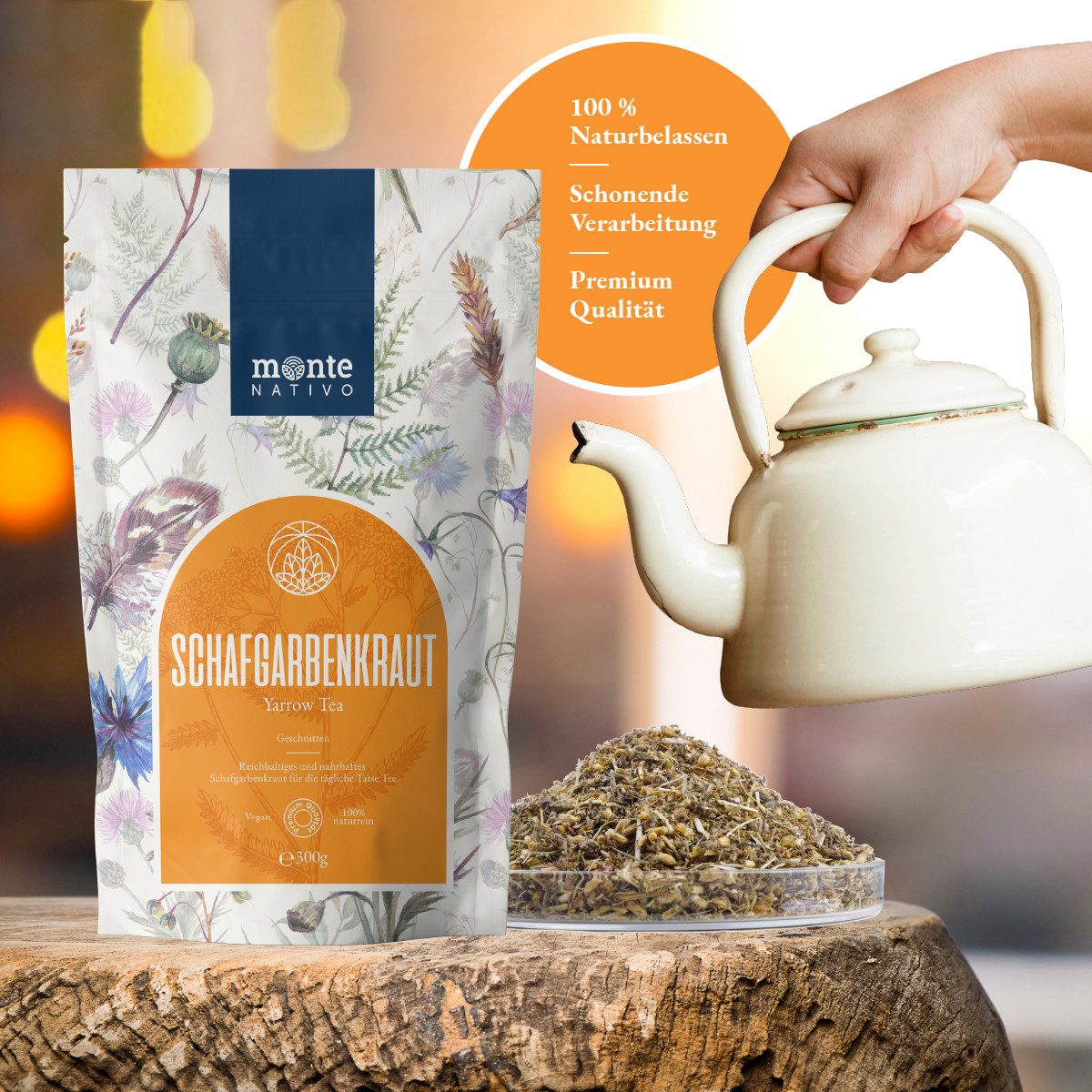 Monte Nativo Tee Schafgarbe Kräutertee lose, – leicht bittere Note, charakteristisch für traditionelle Kräuter