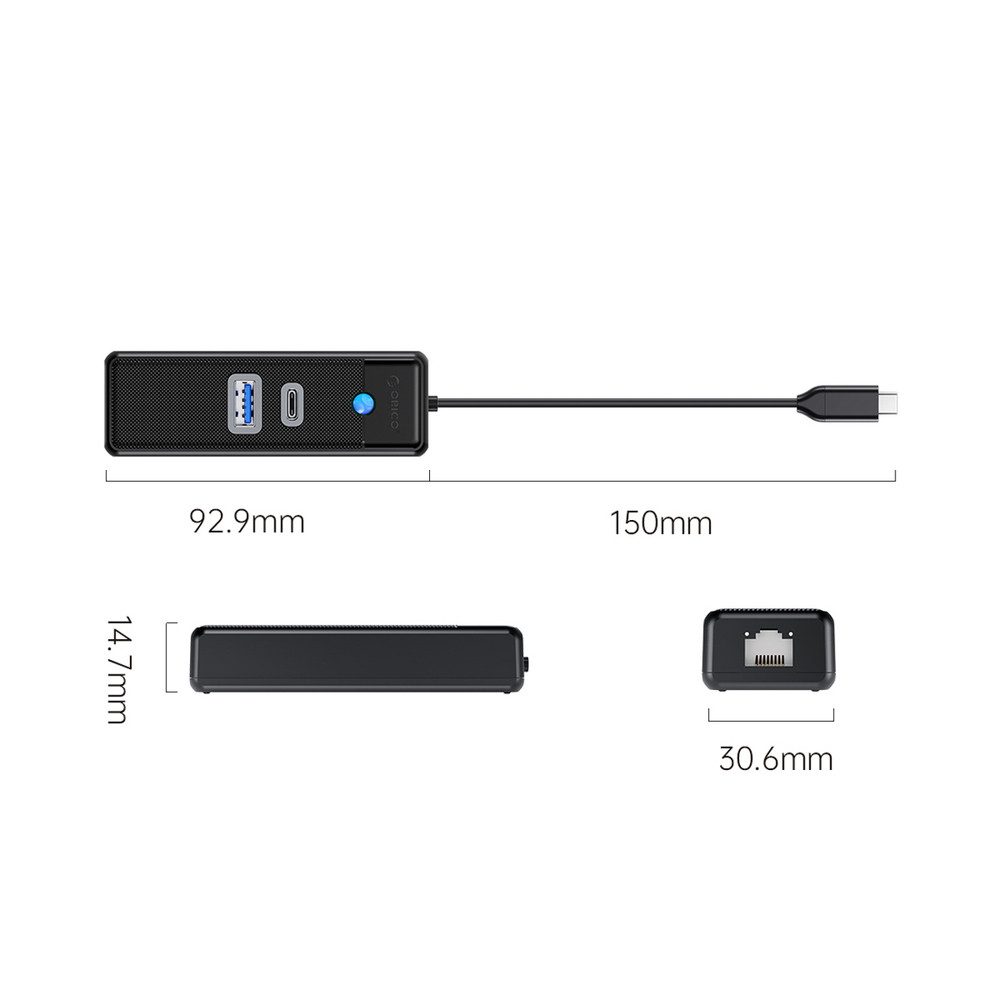 ORICO Orico PWCUR-C3 3-Port-USB-Hub 1x USB-A 3.0, 1x USB-C 3.0 USB-Adapter