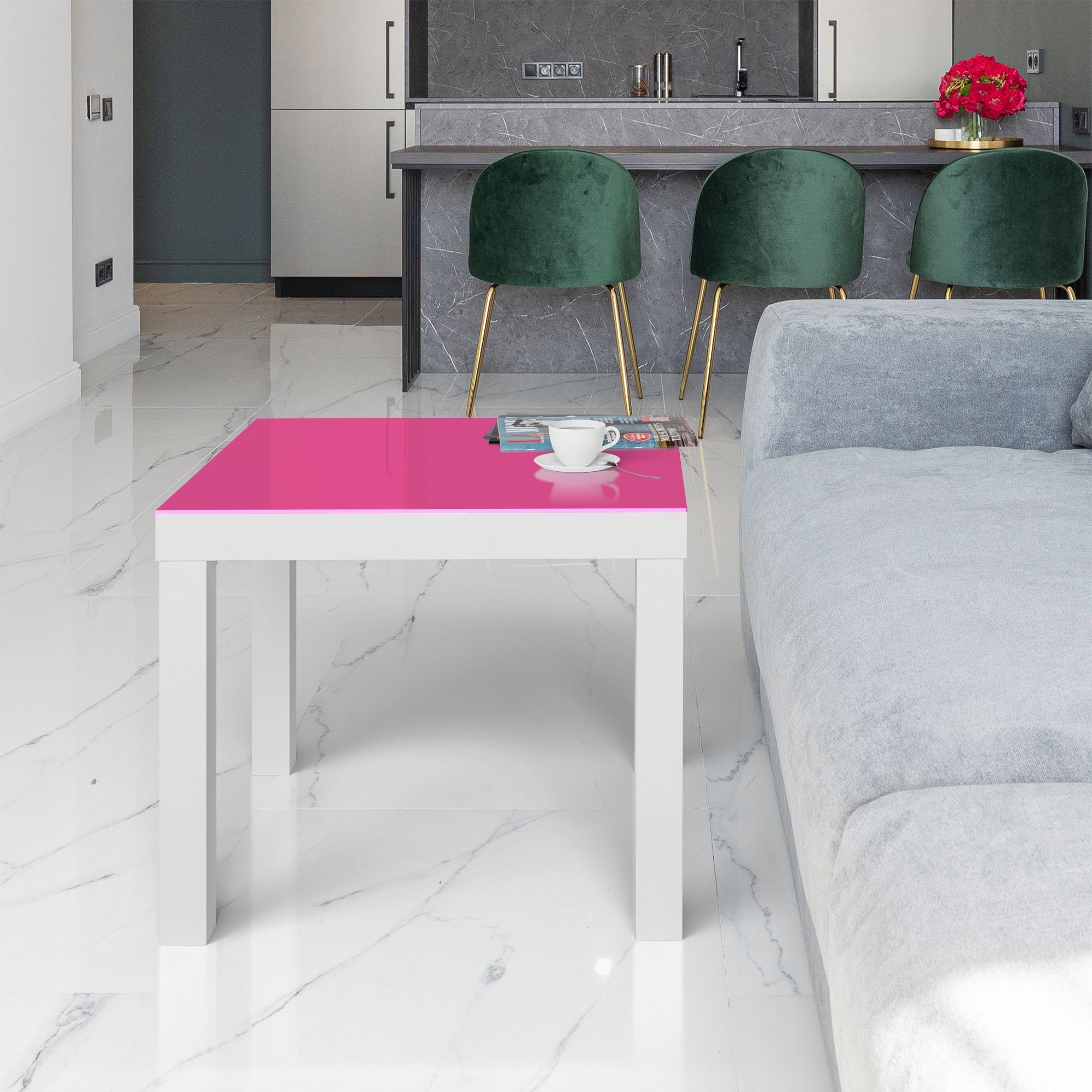 Glas - DEQORI modern Beistelltisch Rosa', Couchtisch Glastisch 'Unifarben Weiß