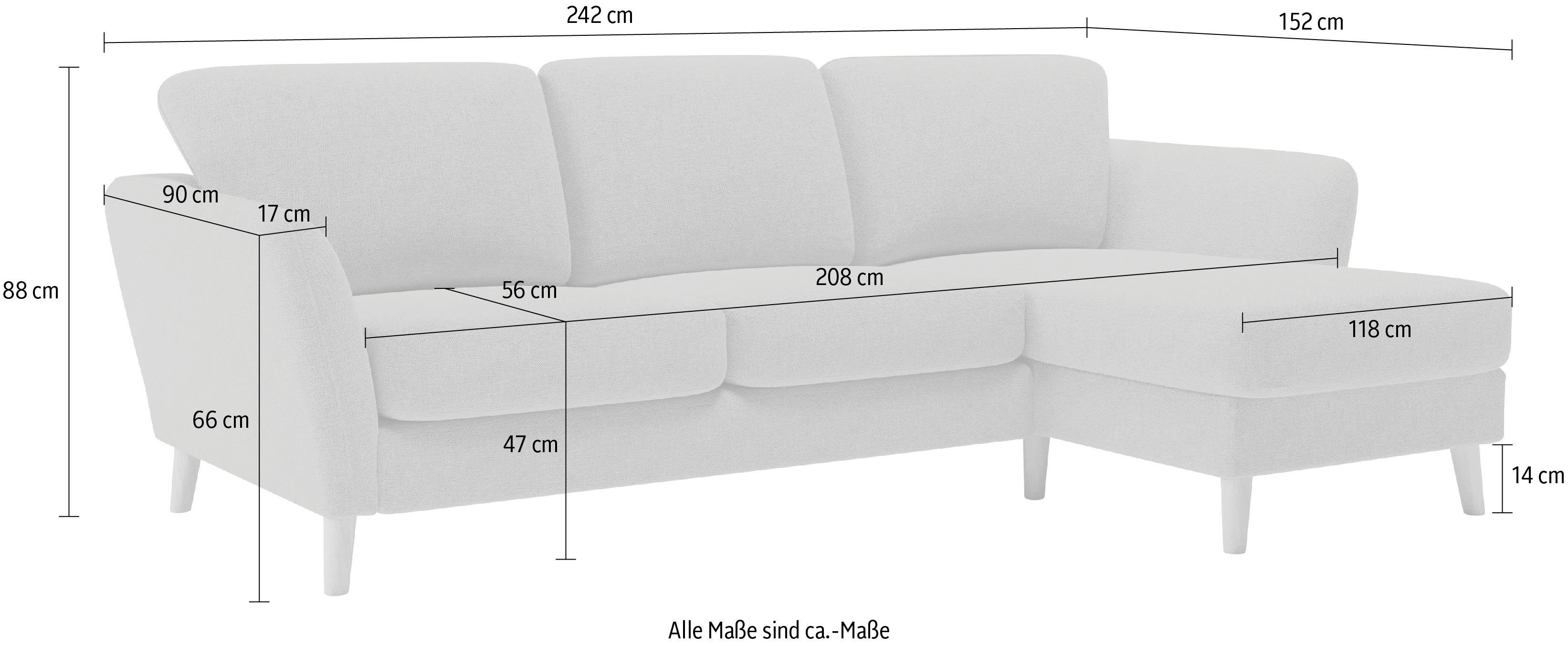 Home affaire Ecksofa Marseille, Massivholzbeine Bezügen Farbvarianten und aus Eiche, In verschieden