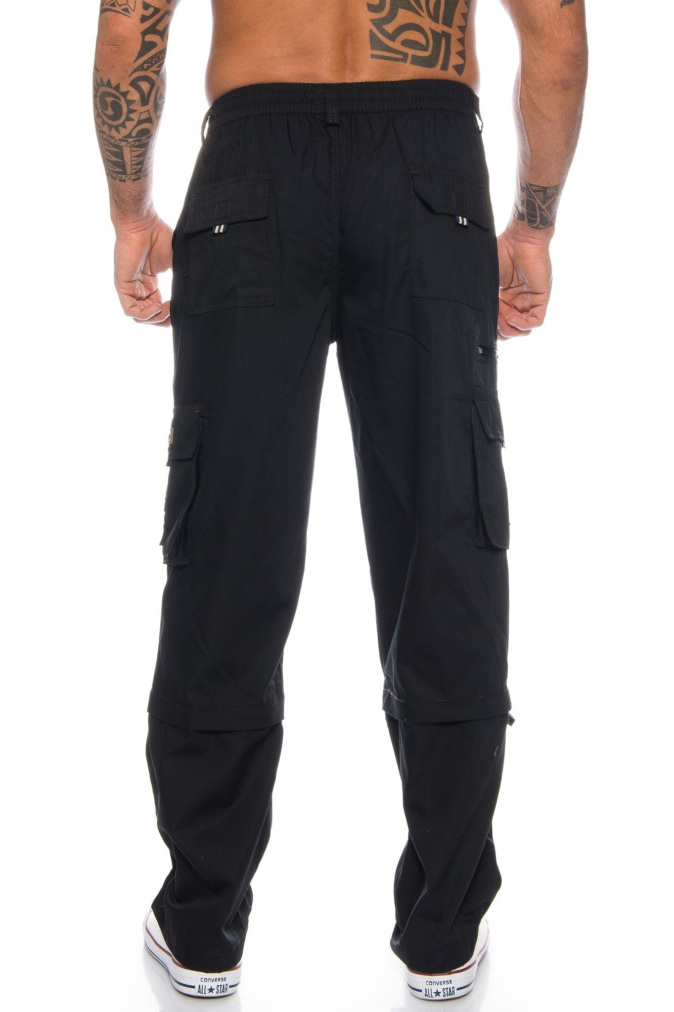 BENK Cargohose Herren Cargo Hose Unifarbe Arbeitshose Schwarz Cargohose Cargo Dehnbund Pants