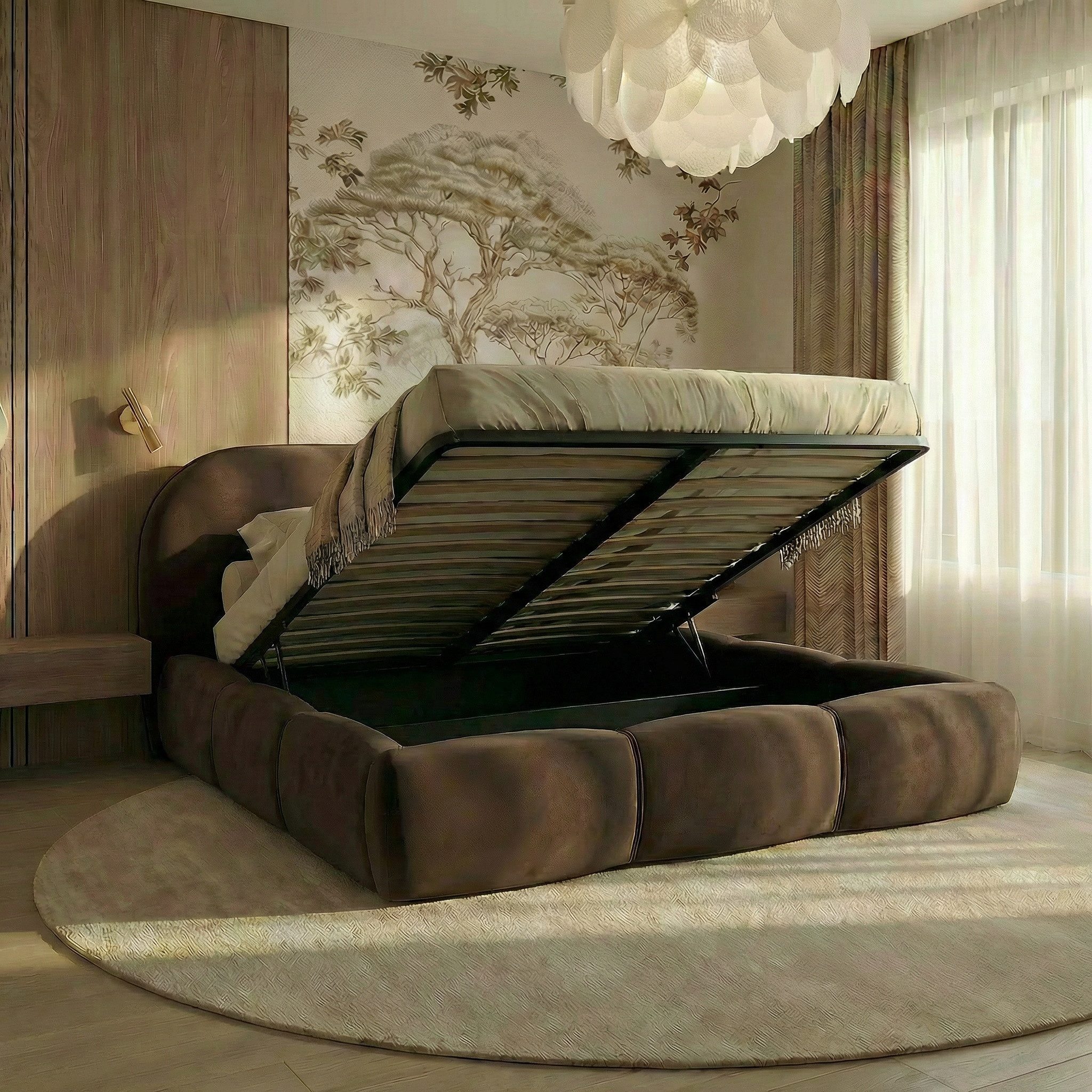 thematys Polsterbett mit Bettkasten, CLOUD 140x200 160x200 180x200 200x200cm (Kopfteil im Oversize-Look und Stauraum – weich, modern und pflegeleicht)