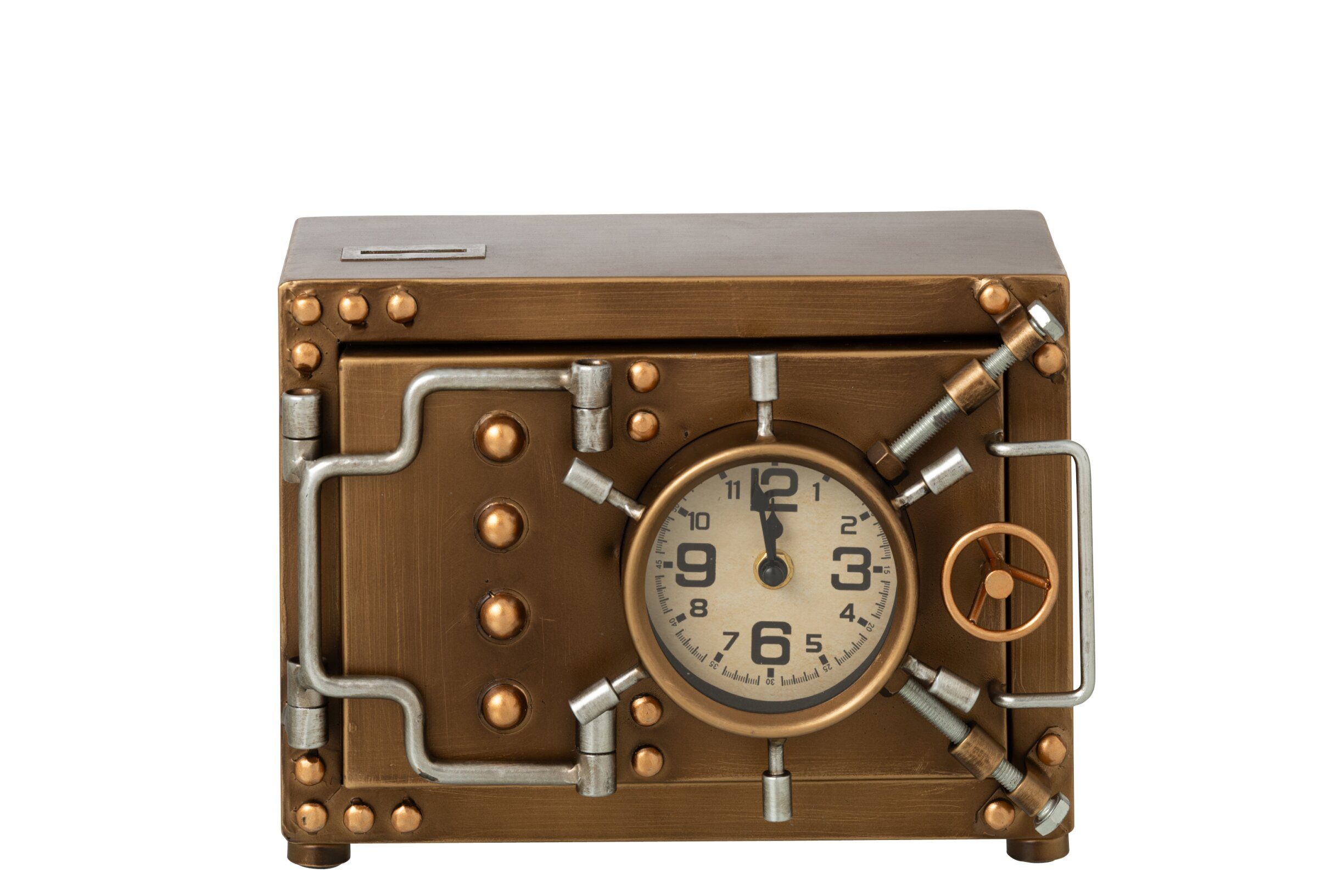 MF Tischuhr Tischuhr Tresor Design Metall Gold Vault Time