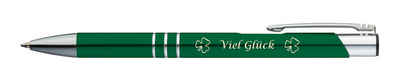 Livepac Office Kugelschreiber Kugelschreiber mit Gravur "Viel Glück" / aus Metall / Farbe: grün