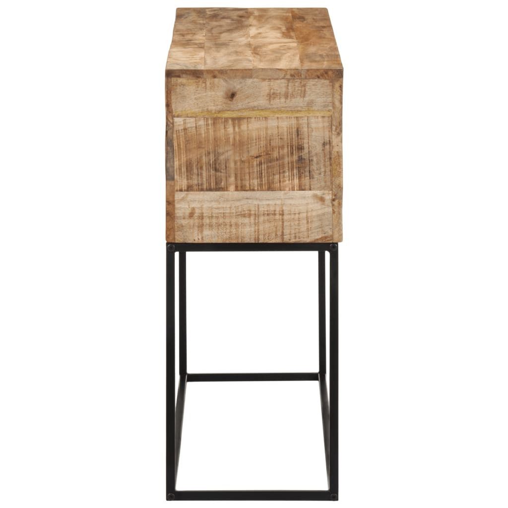 vidaXL Beistelltisch Konsolentisch 110x30x75 cm Raues Massivholz und Eisen (1-St)