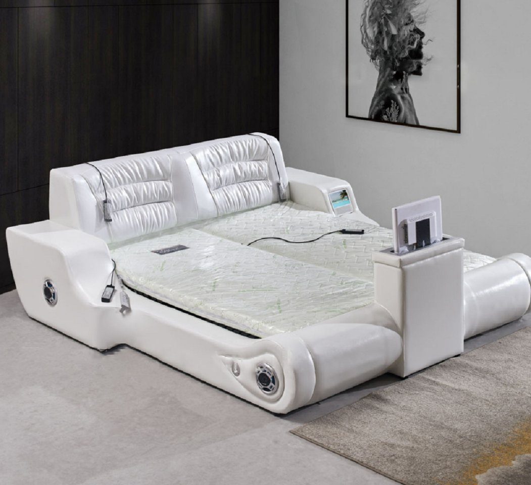 Design Luxus (1-tlg., Polster JVmoebel Hotel Weiß Multifunktion Europe in Bett), Doppel Made Moderne Bett Bett
