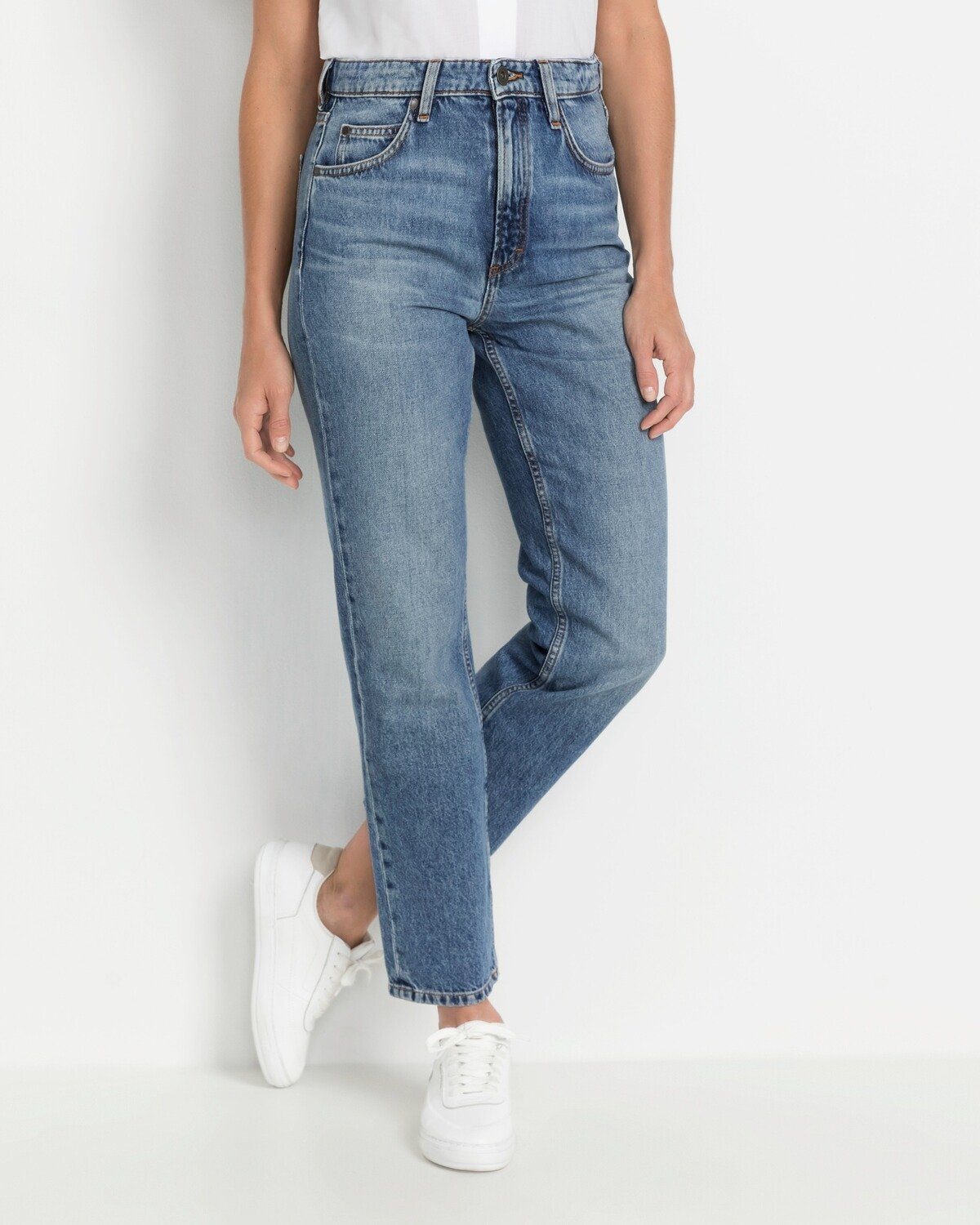 O'Polo Marc Lederhose Straight-Jeans Linde