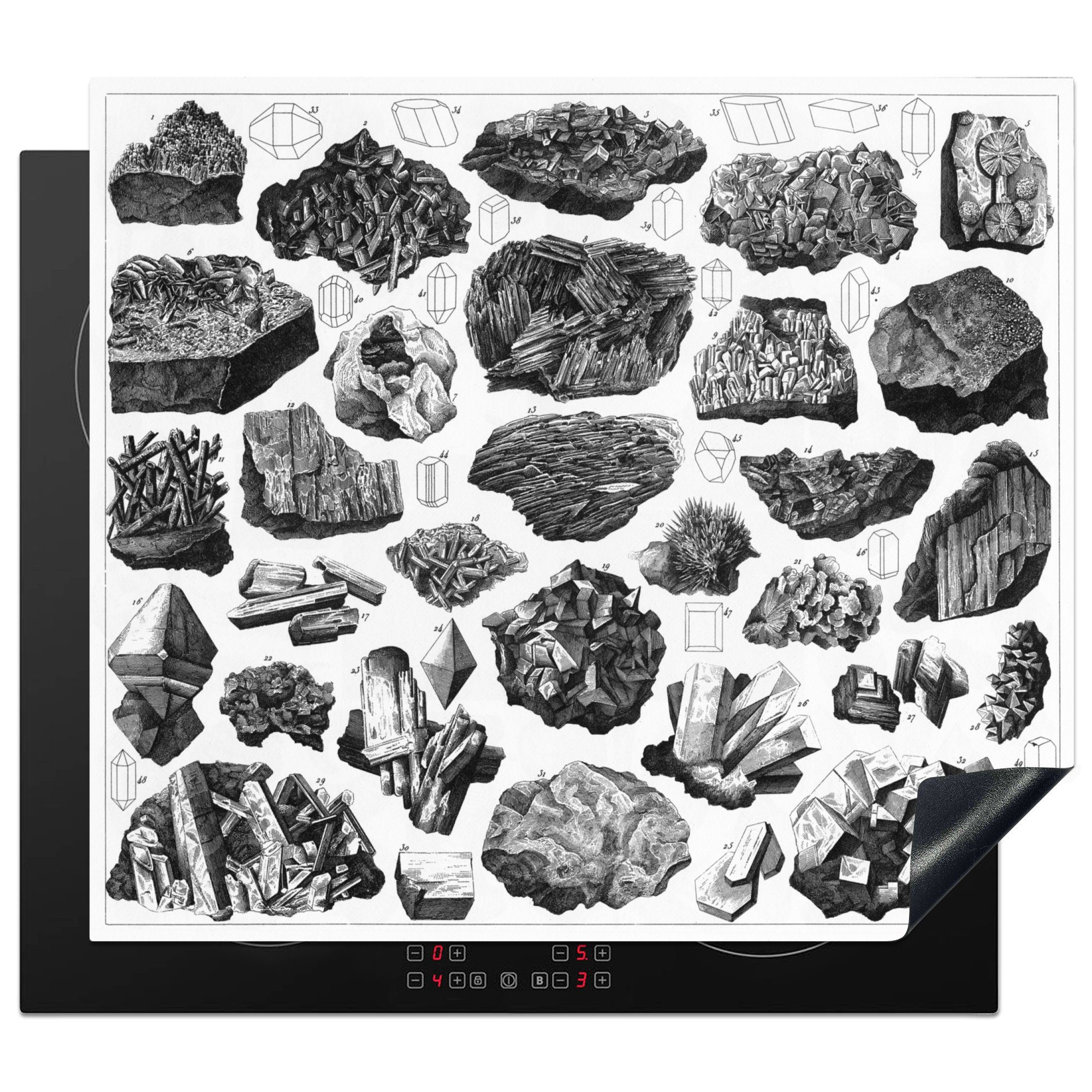 MuchoWow Herdblende-/Abdeckplatte Eine Illustration mehrerer historischer Steine, Vinyl, (1 tlg), 60x52 cm, Mobile Arbeitsfläche nutzbar, Ceranfeldabdeckung