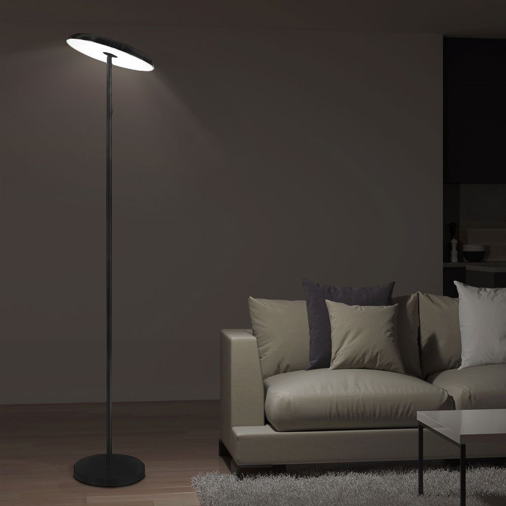 etc-shop LED Schwarz LED Warmweiß, Stehlampe Stehleuchte verbaut, Stehlampe, fest Deckenfluter Wohnzimmer LED-Leuchtmittel dimmbar