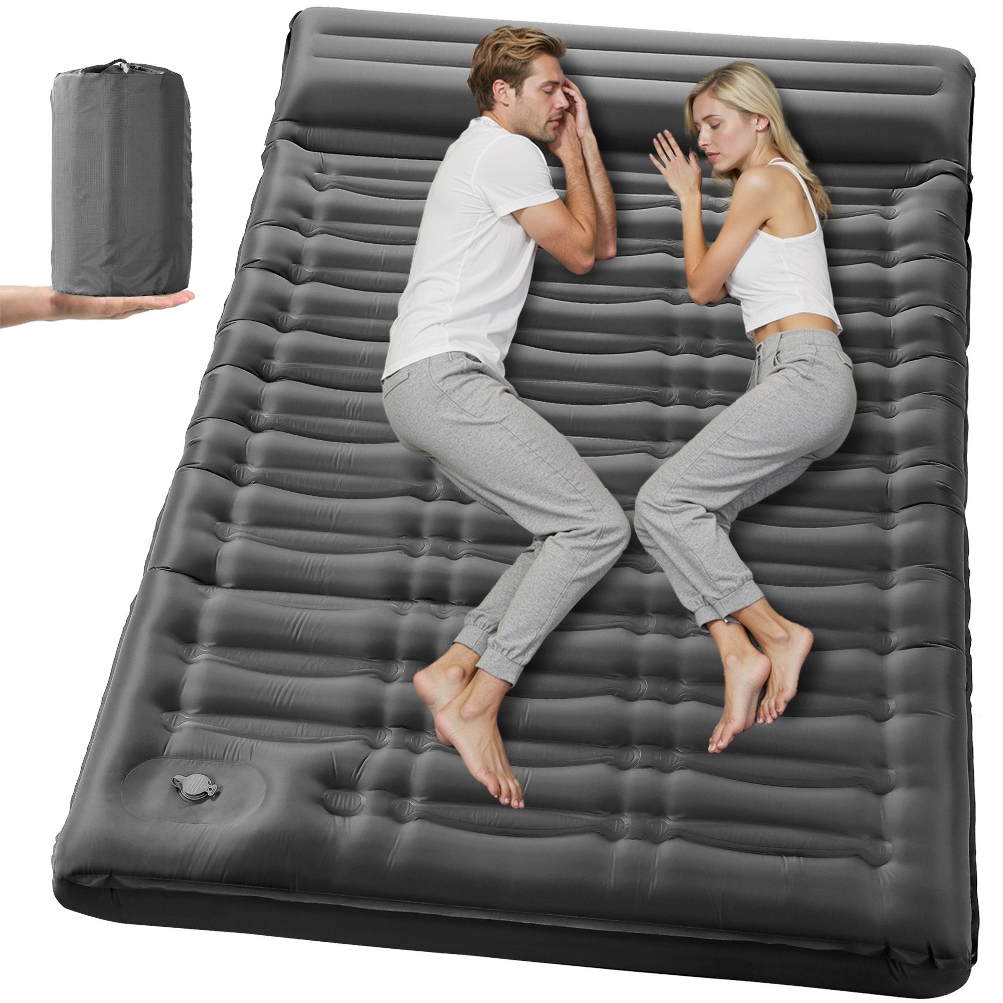 Elegear Isomatte Outdoor 12/14cm Campingmatte, 195×65/138CM isomatte selbstaufblasend, (1-tlg), Schlafmatte mit Fußpumpe, für 2 Personen Strand, Reisen, Zelt, Outdoor