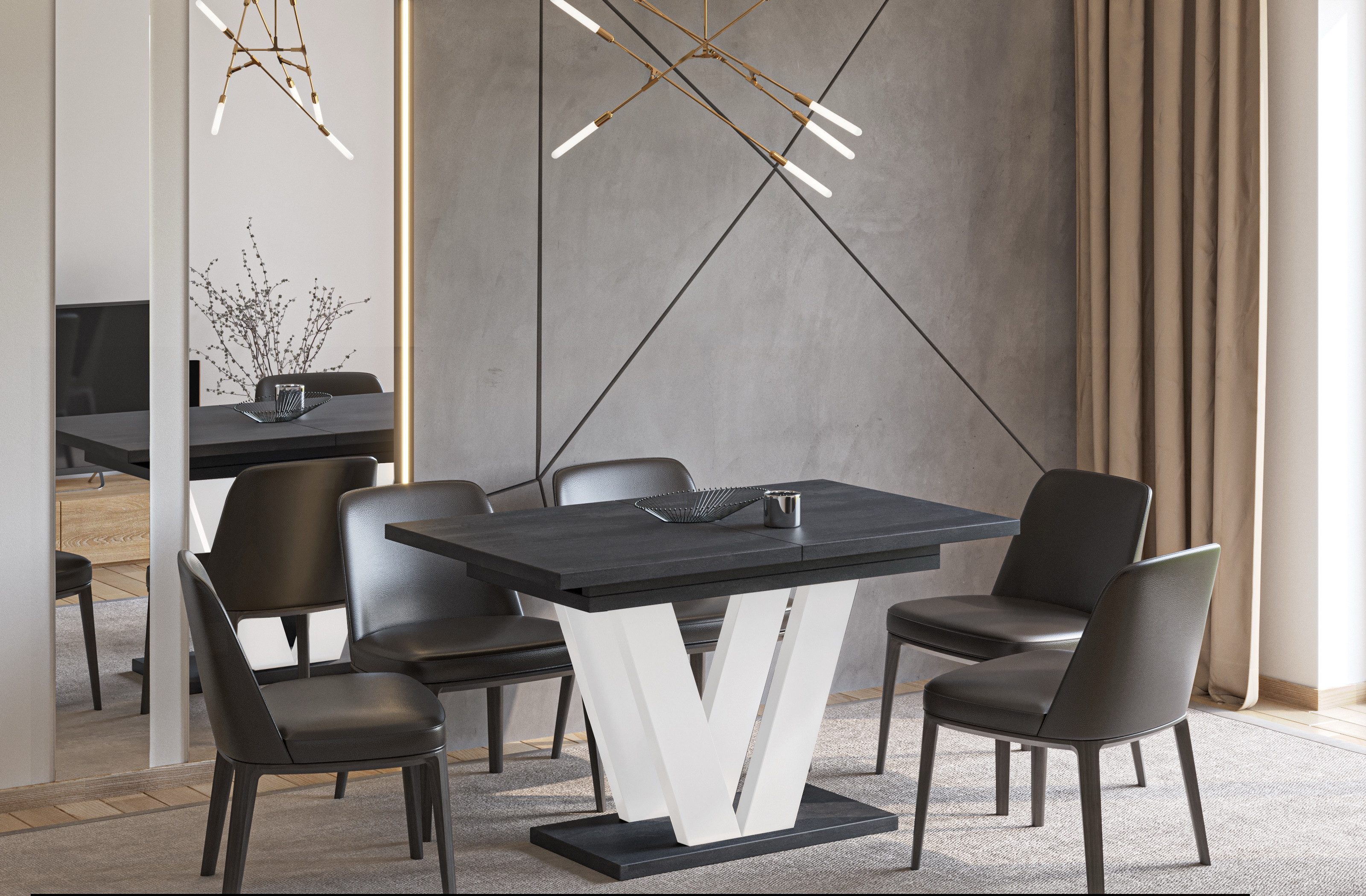 Endo-Moebel Säulen-Esstisch "Lara White" 130-210cm ausziehbar erweiterbar, günstig online kaufen