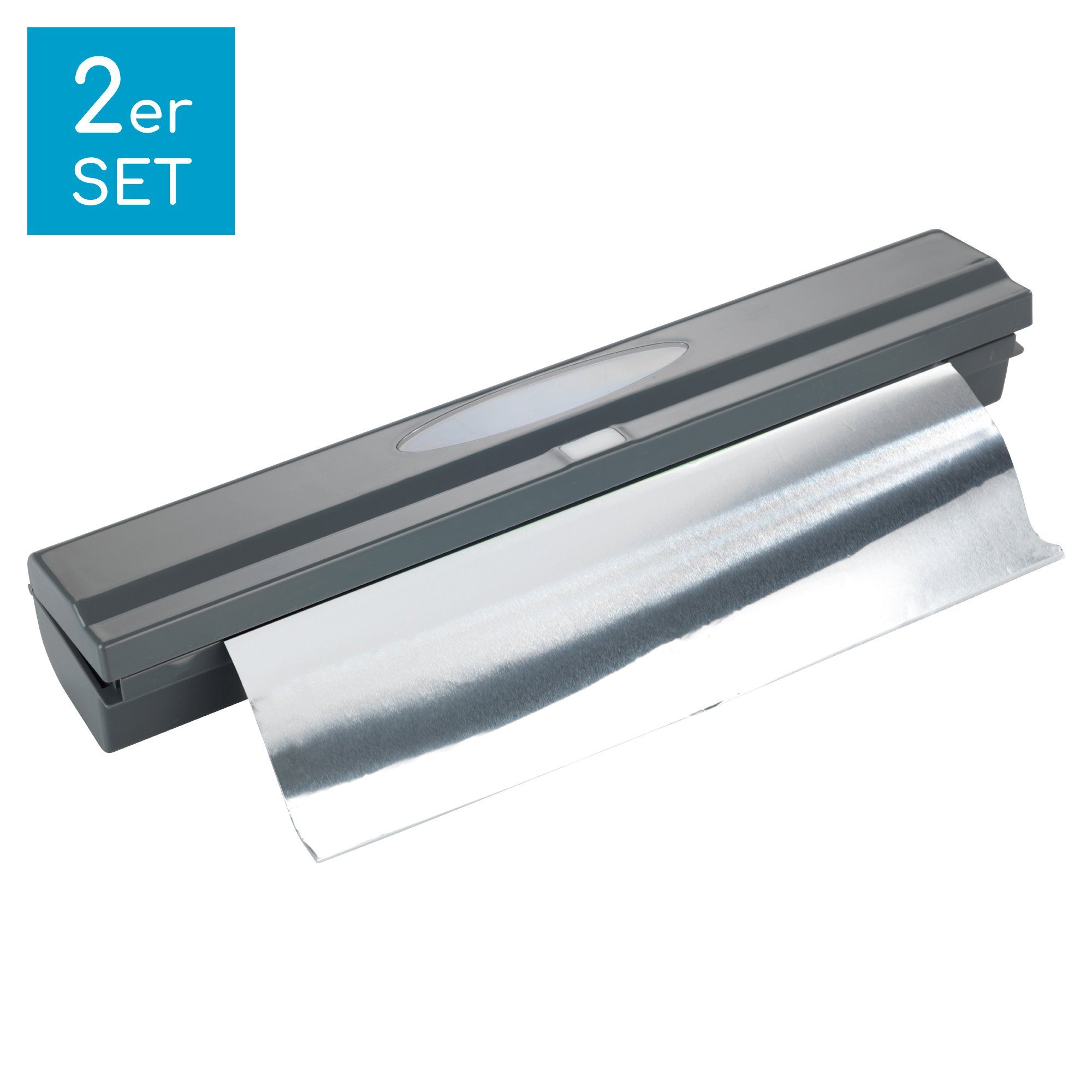 Basera® Folienspender Folienschneider Press & Cut Grau, 2er Set