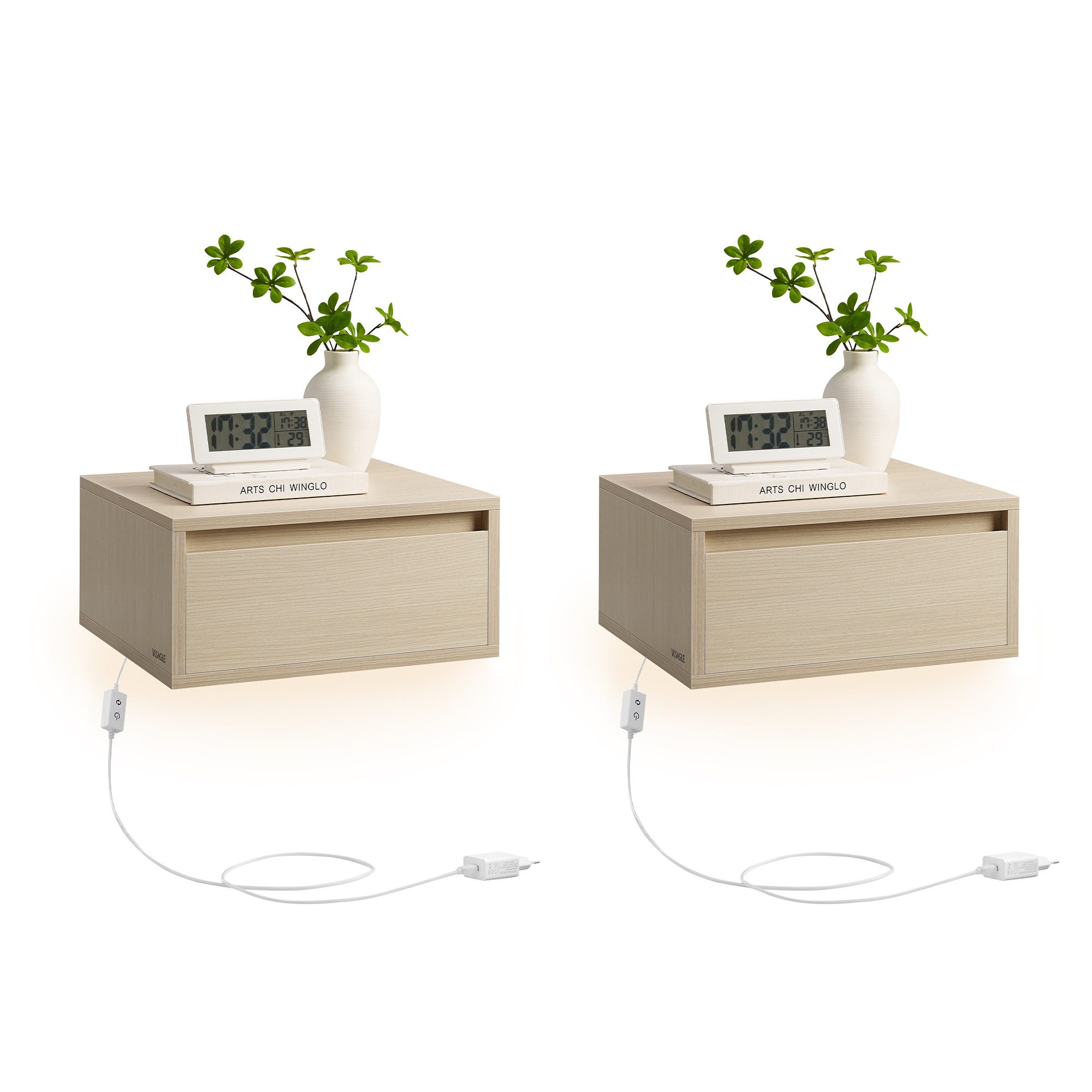 VASAGLE Nachttisch (2-St., 2er Set), hängend, Leuchte mit 3 Farben, schwebe günstig online kaufen