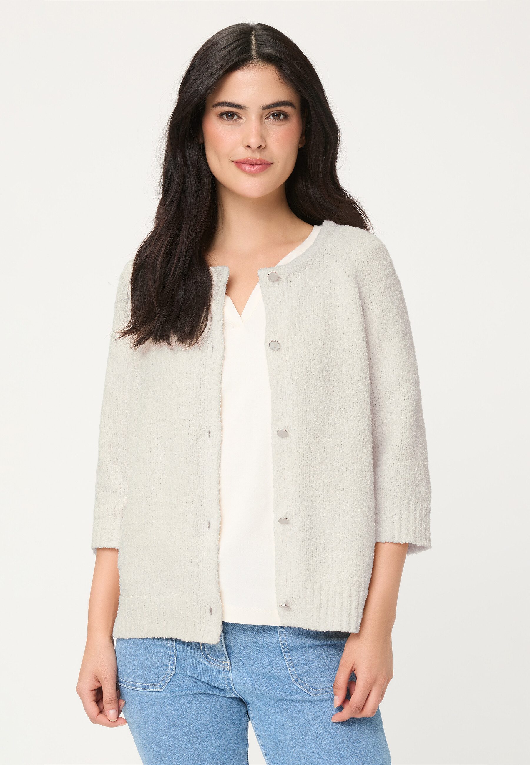 Olsen Cardigan Cardigan mit Raglanärmeln und Rundhalsausschnitt