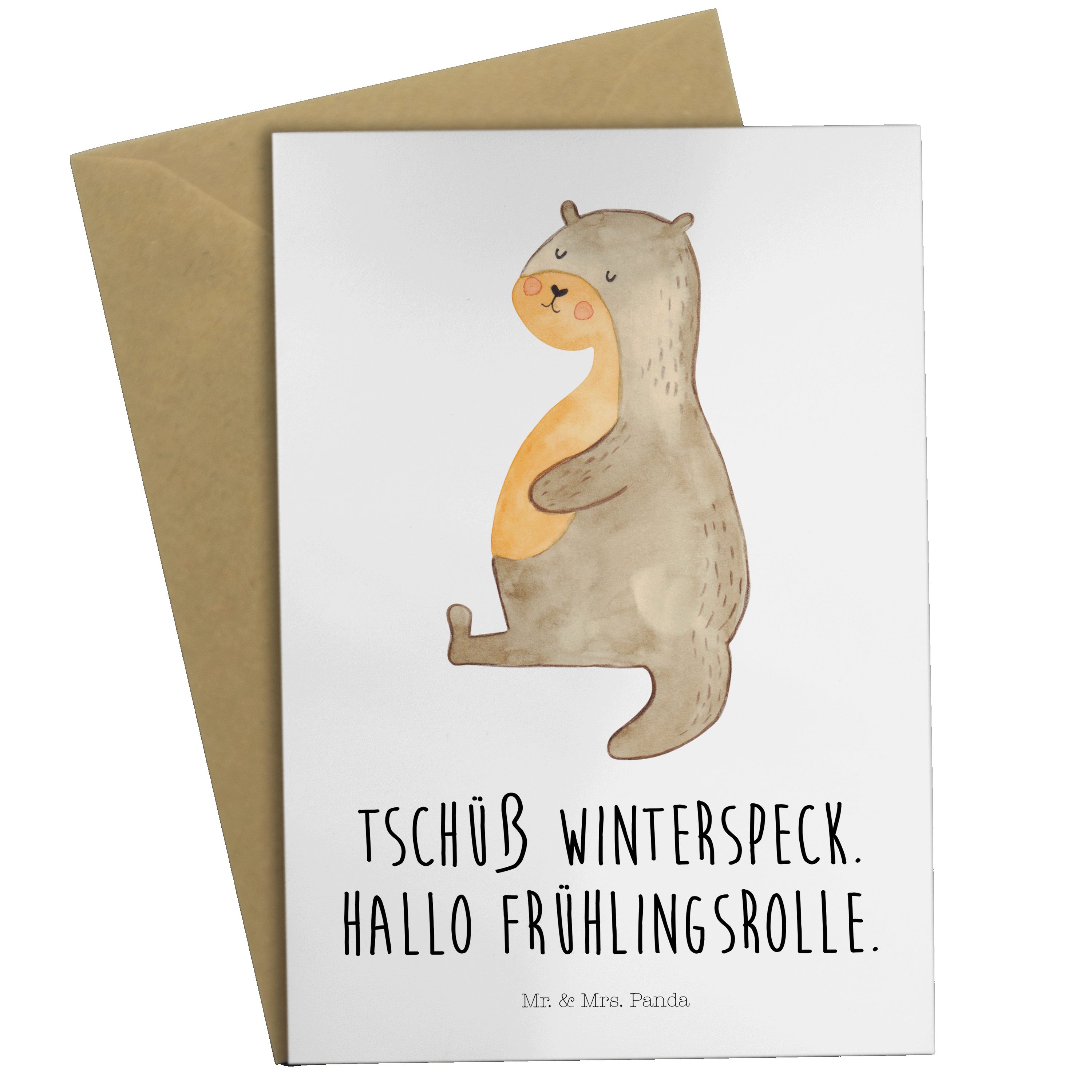 Mr. & Mrs. Panda Grußkarte Otter Bauch - Weiß - Geschenk, Karte, Hochzeitskarte, Glückwunschkart