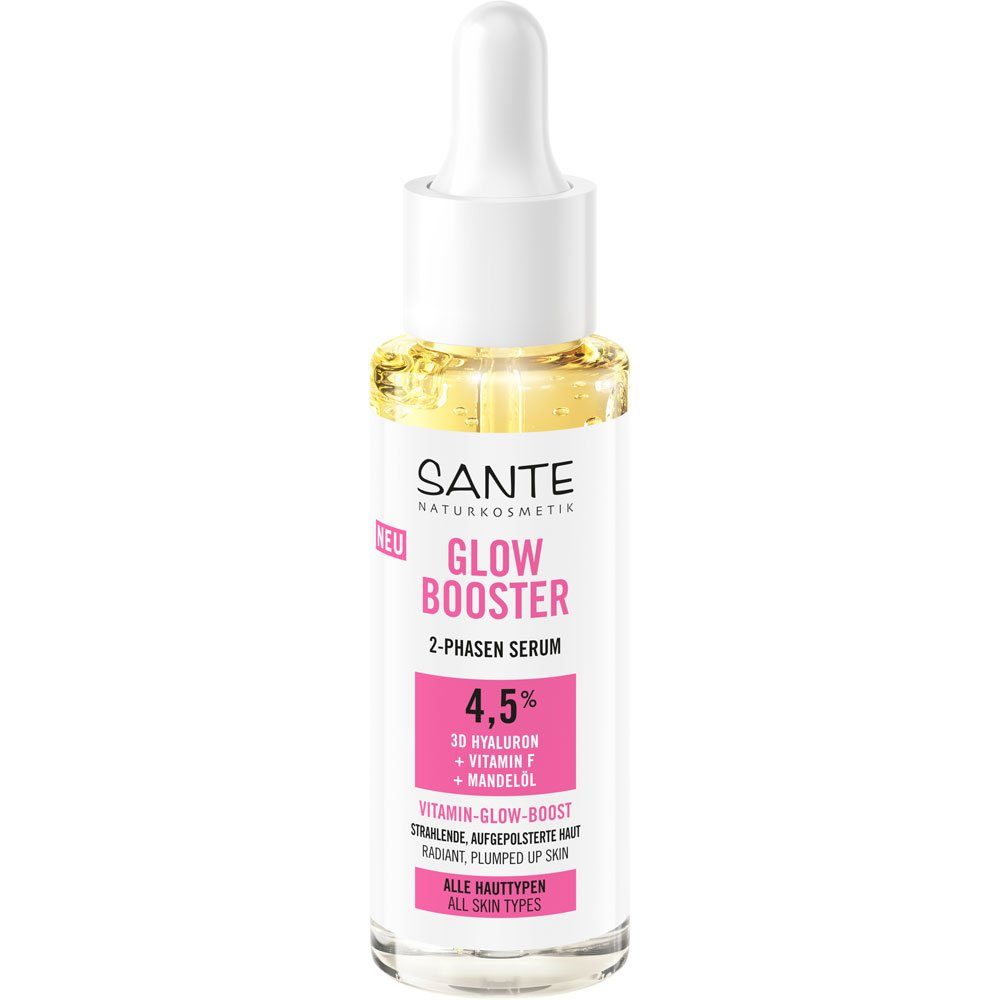 SANTE Gesichtspflege Glow Booster -Phasen Serum D Hyaluron Vitamin F Mandelöl, 30 ml