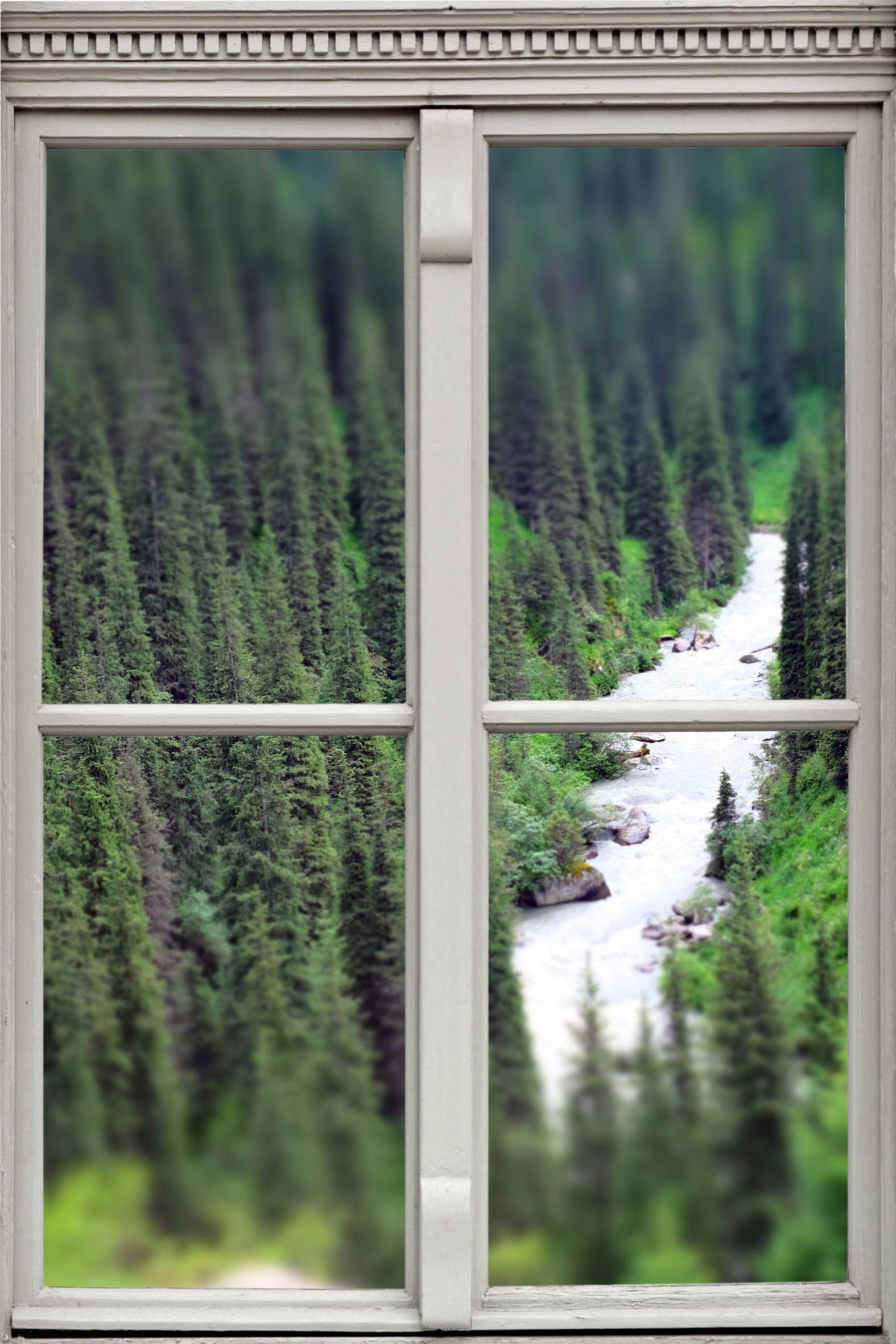 queence Wandsticker Fluss, Wandsticker, Wandbild, selbstklebend, 3D, Fenster
