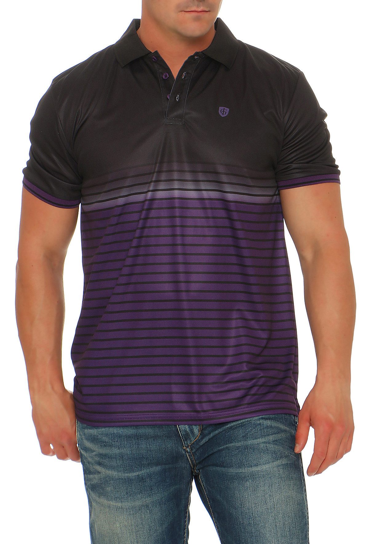ISLAND GREEN Poloshirt Poloshirt Golfshirt Herren modisches T-Shirt Tennis Shirt Golf-Polo Funktionsmaterial mit Knopfleiste