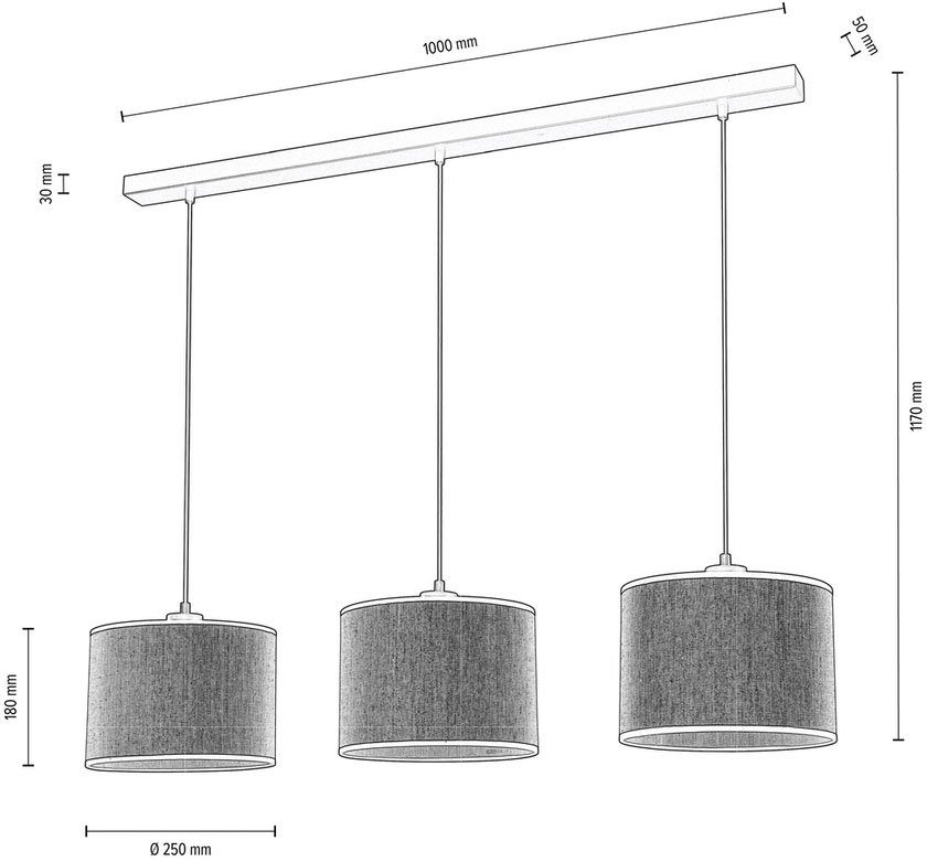 andas Pendelleuchte Virrat, Made in Europe Leinenschirm, wechselbar, Pendellampe mit Leuchtmittel