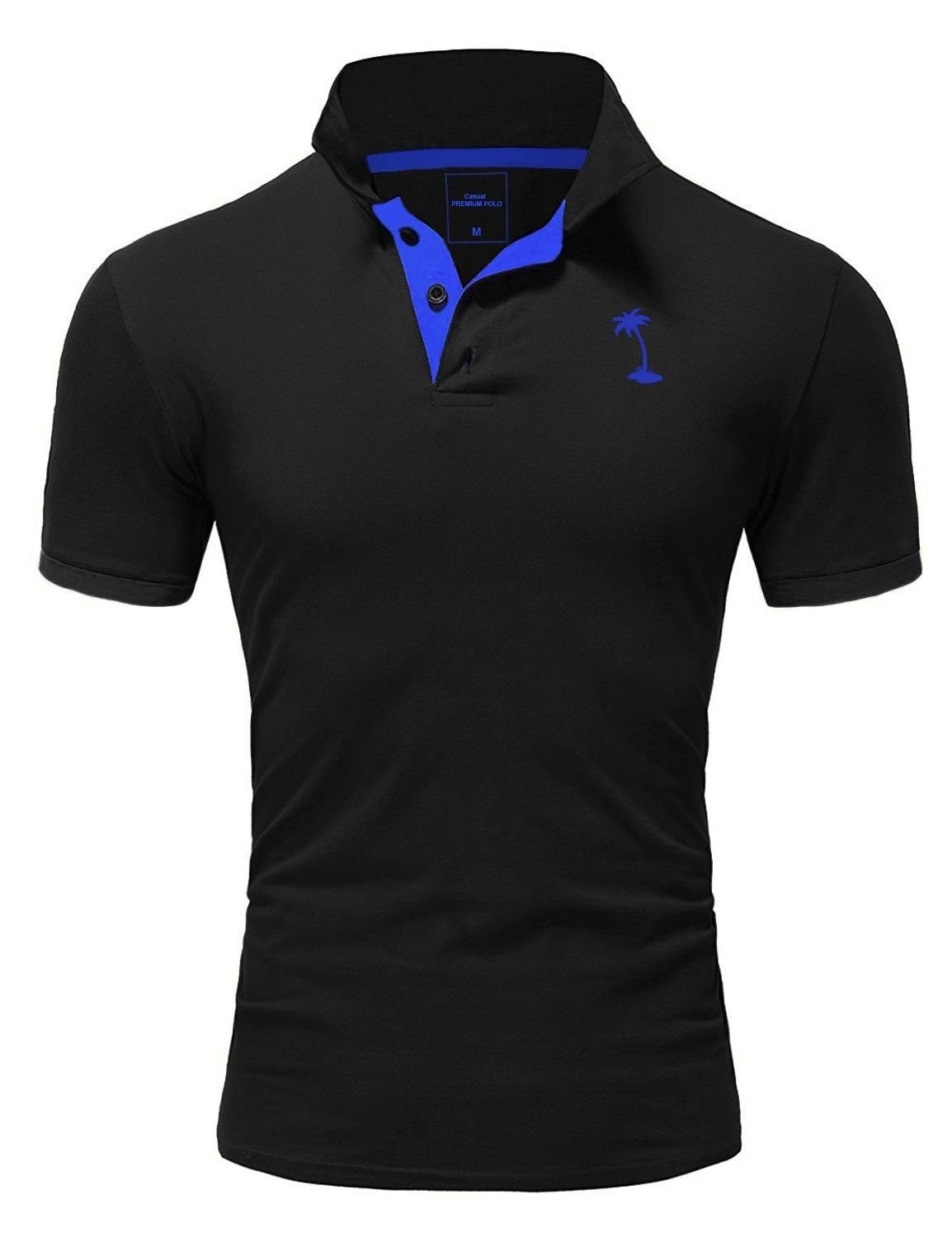 behype Poloshirt PALMSON mit kontrastfarbigen Details schwarz-blau