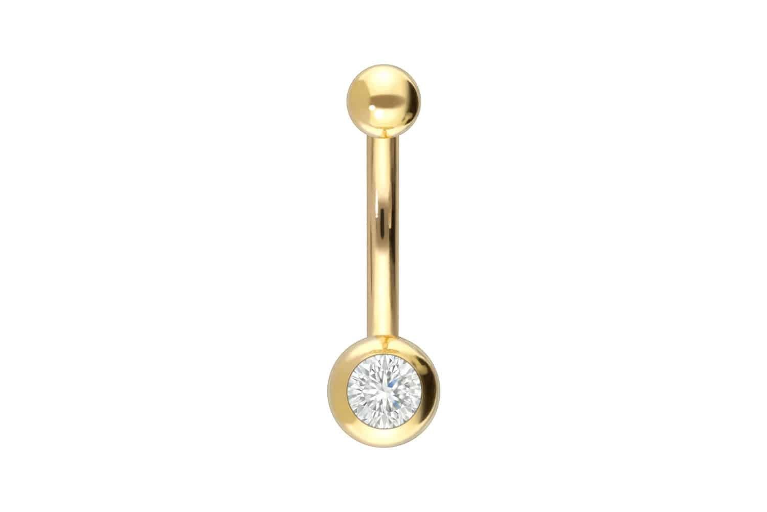 PIERCINGLINE Bauchnabelpiercing 18 Karat Gold Mini Bananabell DIAMANT (Bananabells, 1-tlg)