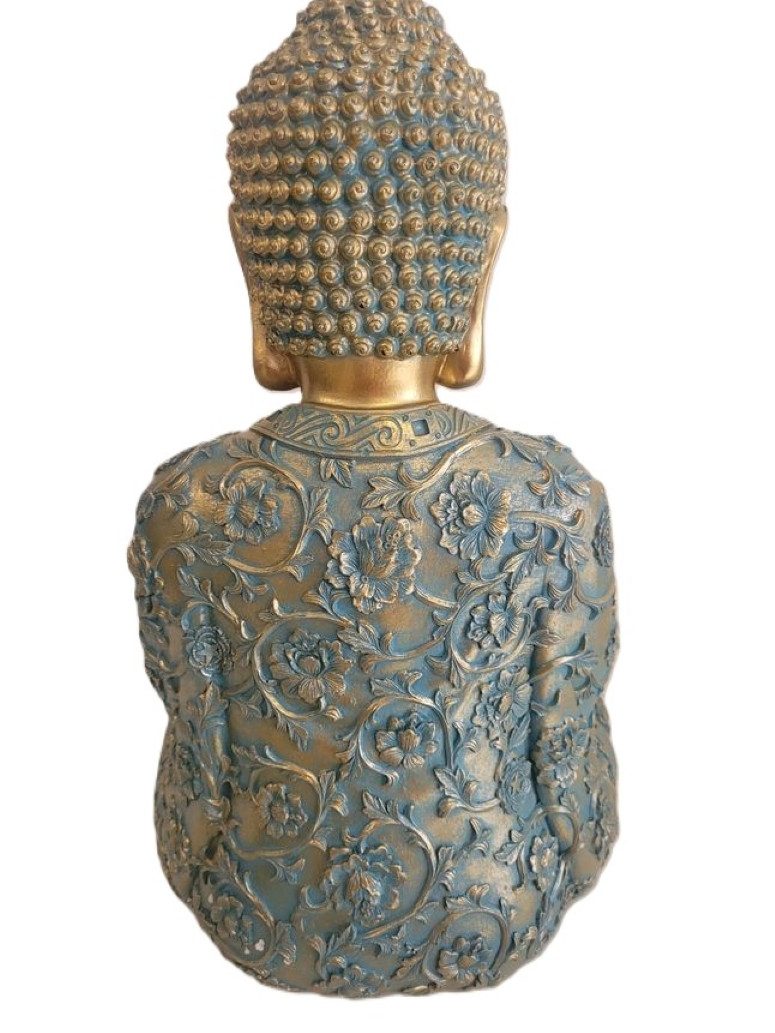 Geschenkestadl Buddhafigur Buddha Figur groß 41,5cm türkis gold betende Hände (1 St), Spirituell, Entspannung, Buddha, Sammelfigur, Yoga