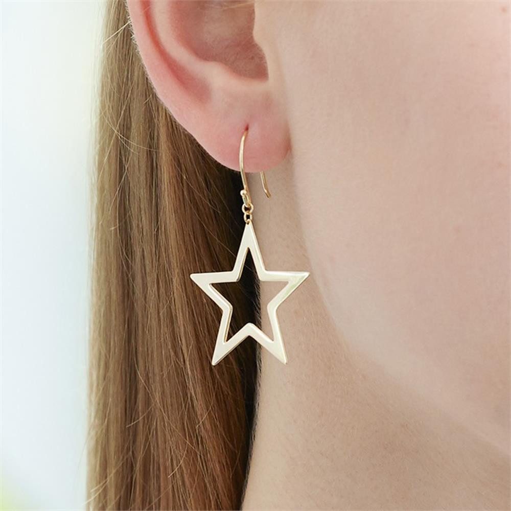 Unique Paar Ohrstecker Stern Ohrhänger Sterlingsilber vergoldet günstig online kaufen