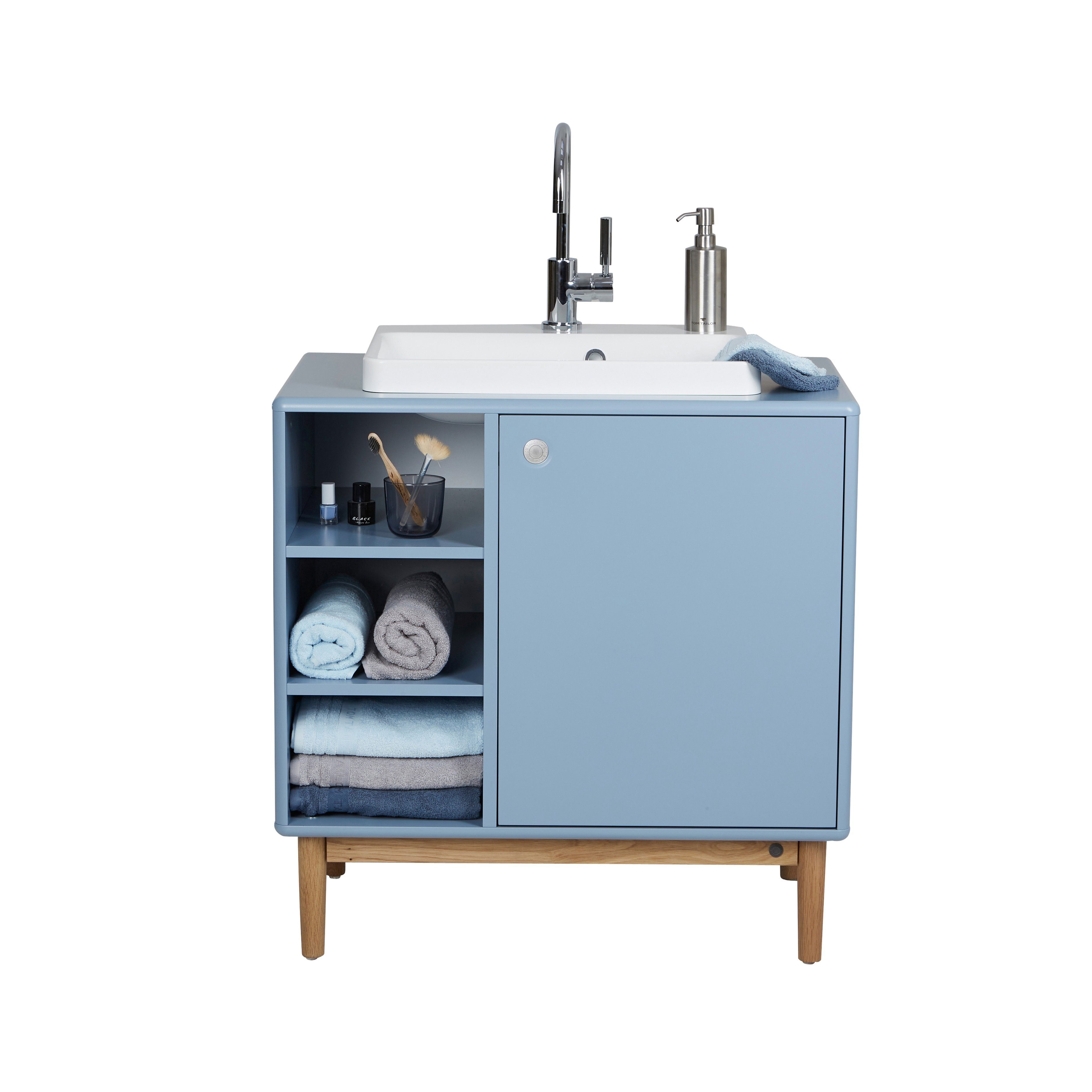 TOM TAILOR HOME Waschtisch COLOR BATH mit Waschbecken, Tür und offenem Regal - in schönen Farben, lackiertes MDF mit gerundeten Kanten - nur noch wenige Exemplare