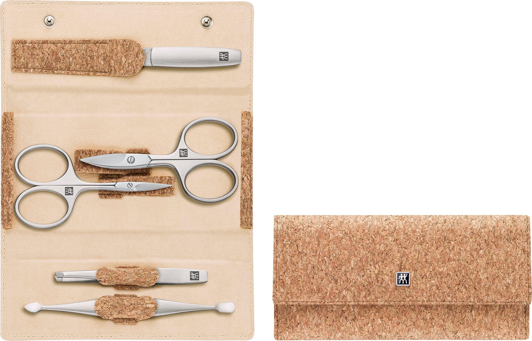 KORK VEGAN, TWINOX Zwilling tlg. 5 Maniküre-Etui DRUCKKNOPF-ETUI