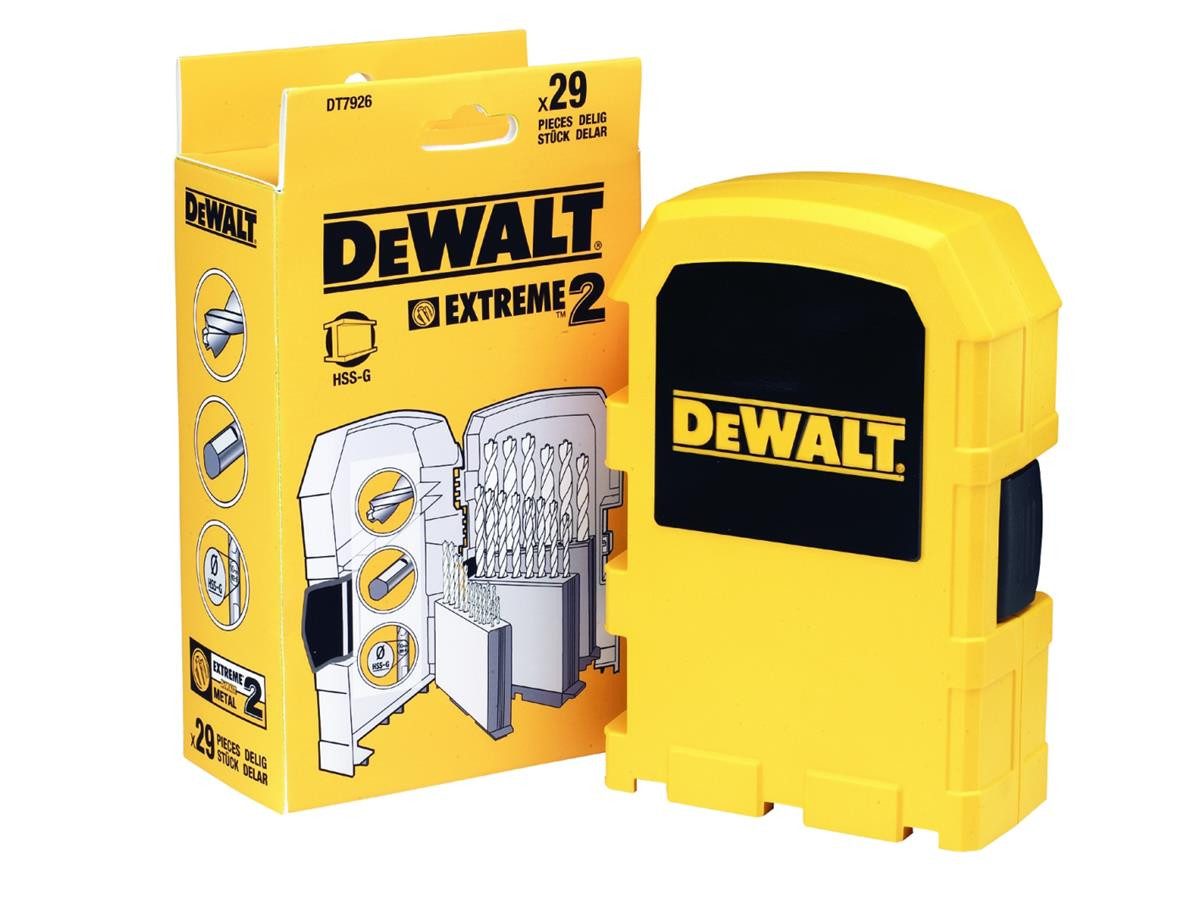 DeWalt Metallbohrer Indexkassette HSS-G, (Set), 23-teilig, inkl. Aufbewahrungsbox