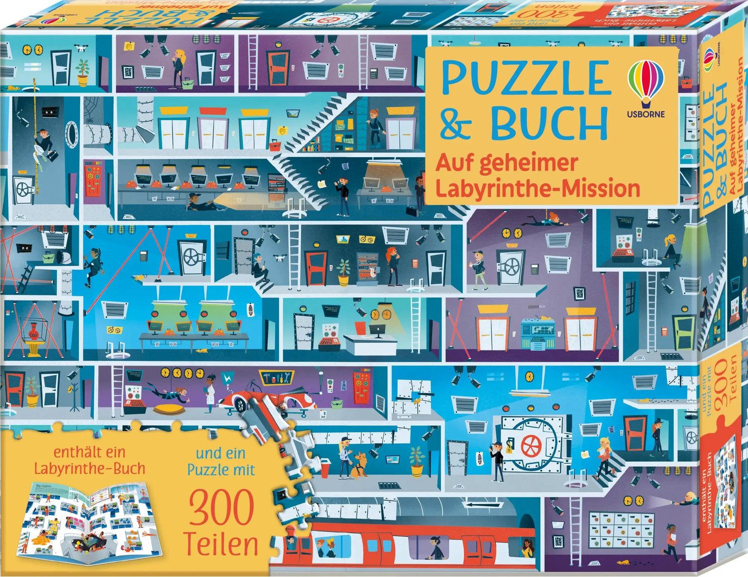 Usborne Verlag Puzzle Puzzle & Buch: Auf geheimer Labyrinthe-Mission, 300 Puzzleteile