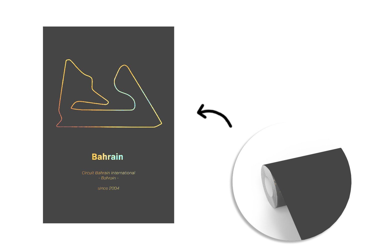 Fototapete Montagefertig bedruckt, F1 Rennstrecke, Tapete Vinyl Matt, St), MuchoWow Bahrain Wandtapete - für - Wohnzimmer, (3