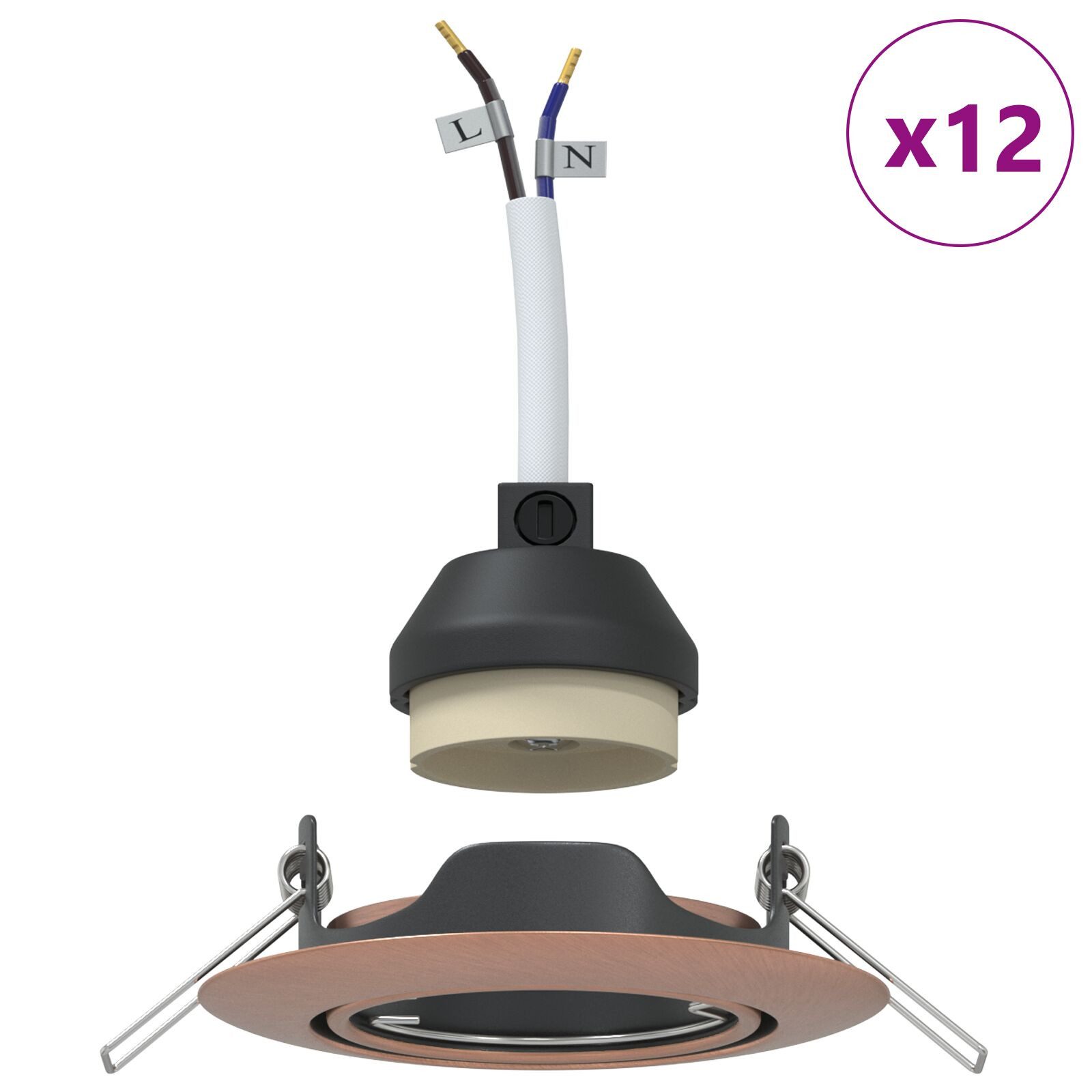 vidaXL Deckenleuchten 9 x 9 x 2,5 cm Lampen Kupfer Kupfer und Kunststoff Klein Einbauleuchte
