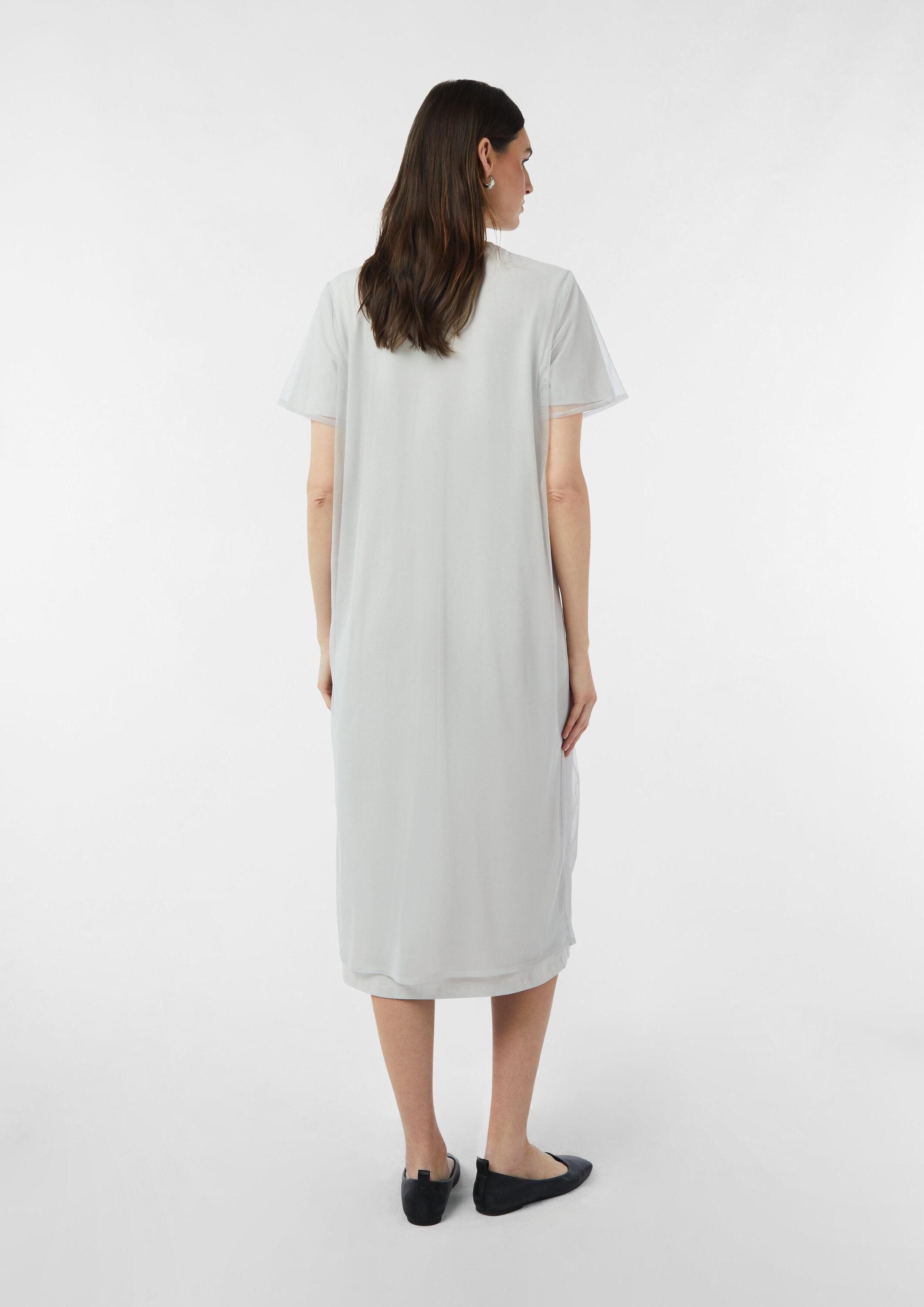 comma Midikleid Kleid T-Shirt-Kleid mit Mesh-Layer