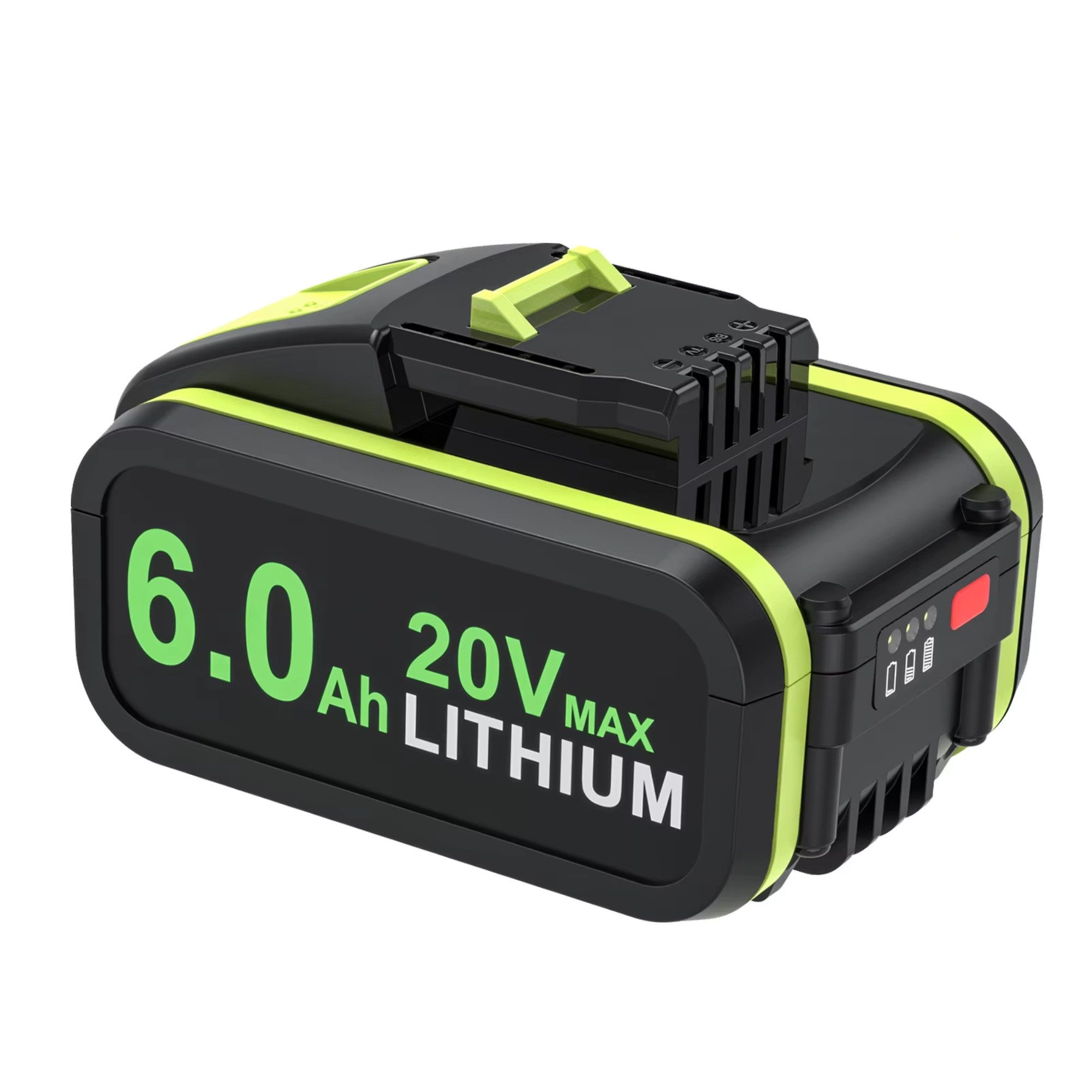 Athlix Ersatz Akku 6,0 Ah für Worx 20-V-Akku, WA3572 WA3553 WX390 WA3551 Akkupacks (1 St), 6000 mAh, 20 % längere Laufzeit, für Worx Geräte