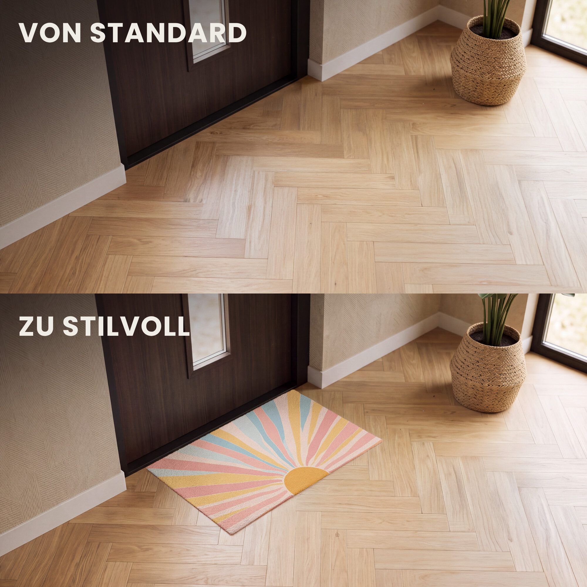 MuchoWow Fußmatte Illustration - Sonne - Pastellfarben, Rechteckig, innen Schmutzfangmatte, Tür, Schmutzfänger Flur, Teppich 60x40 cm – Bild 3 von 5