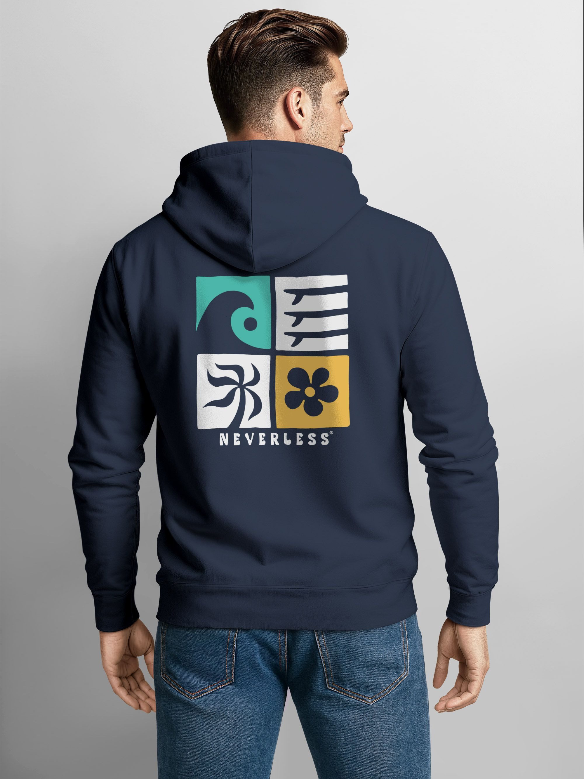 Neverless Sweatjacke Herren Sweatjacke Backprint Logo Natur Maritim Symbole günstig online kaufen