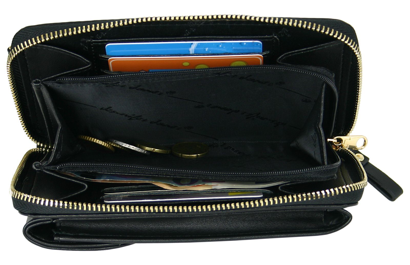 J JONES JENNIFER JONES Schultertasche 2 in 1 - Umhängetasche / Handytasche (bis 7) und Geldbörse in Einem, Handyfach