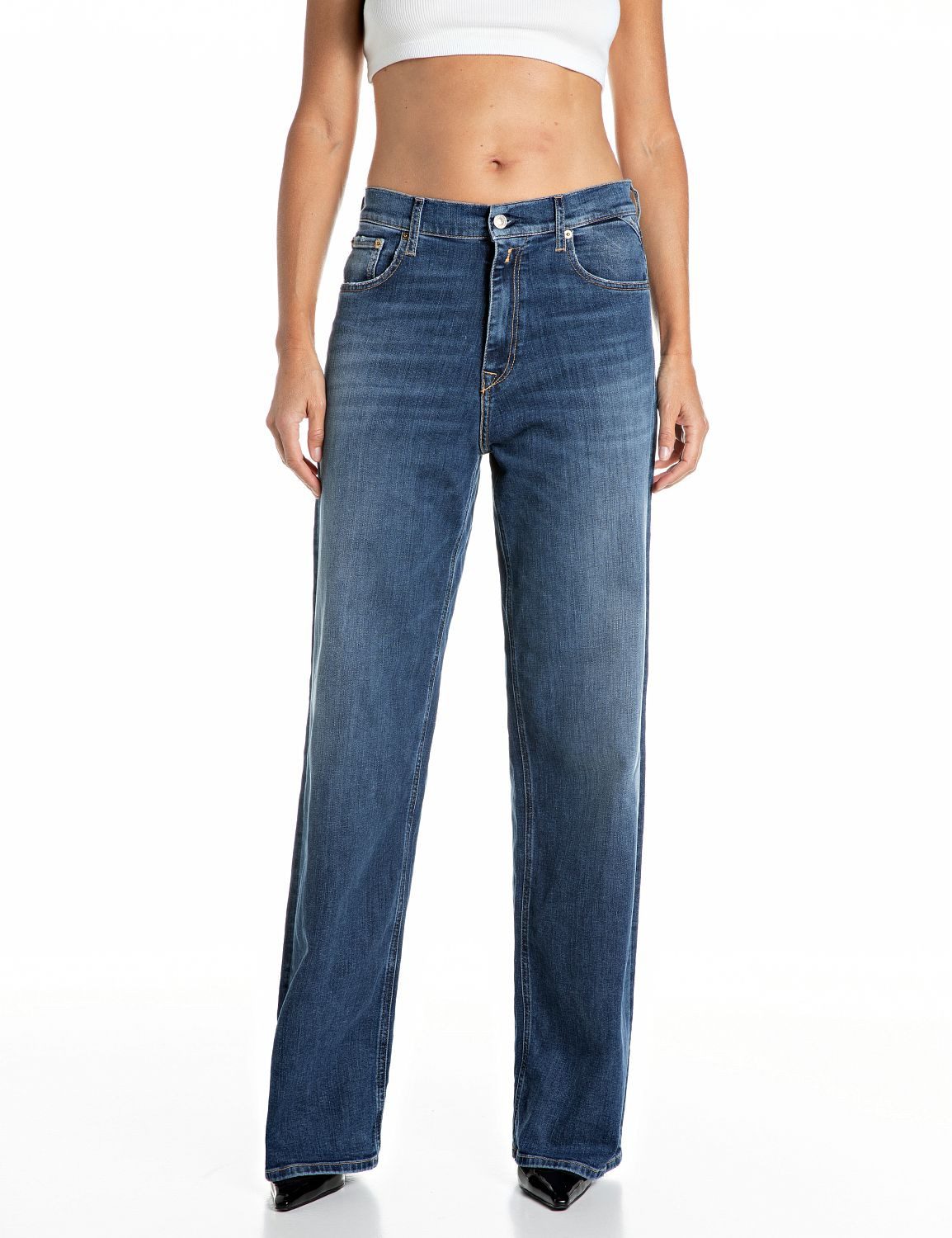 Replay Weite Jeans Cary Mid Rise, 5-Pocket-Form