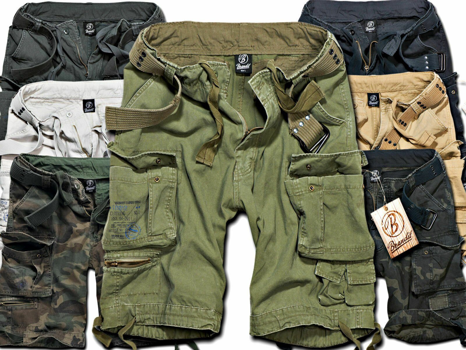 Brandit Cargohose Herren Bermuda Cargo Shorts knielang Kurze Hose Short Gürtel Knielang – Bild 5 von 5