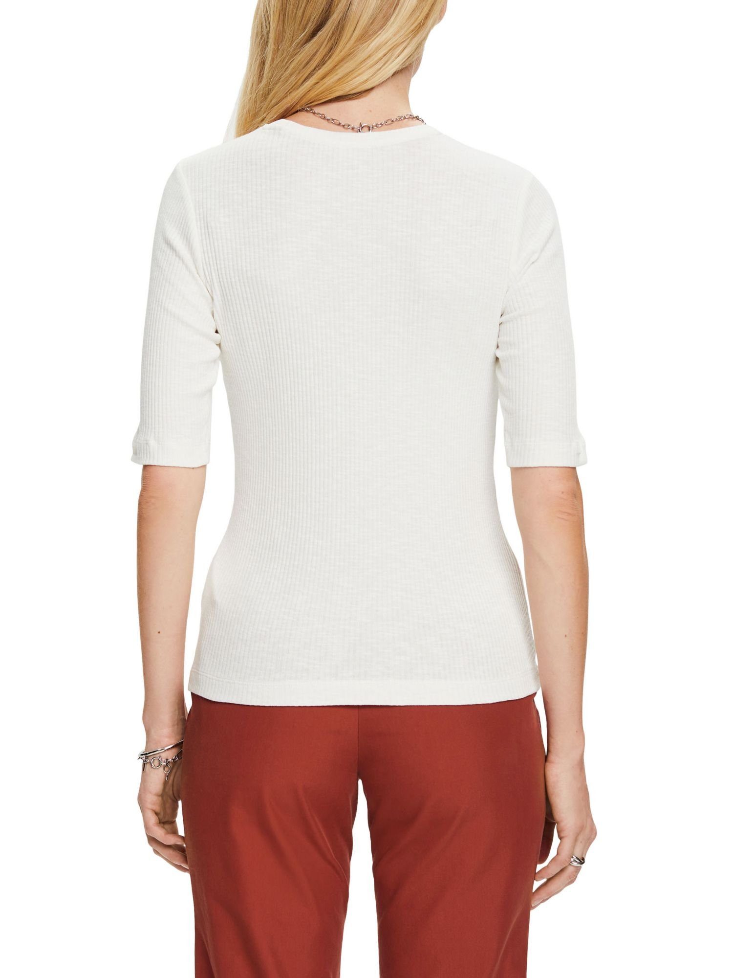 WHITE OFF 3/4-Arm-Shirt T-Shirt Jersey aus Esprit geripptem