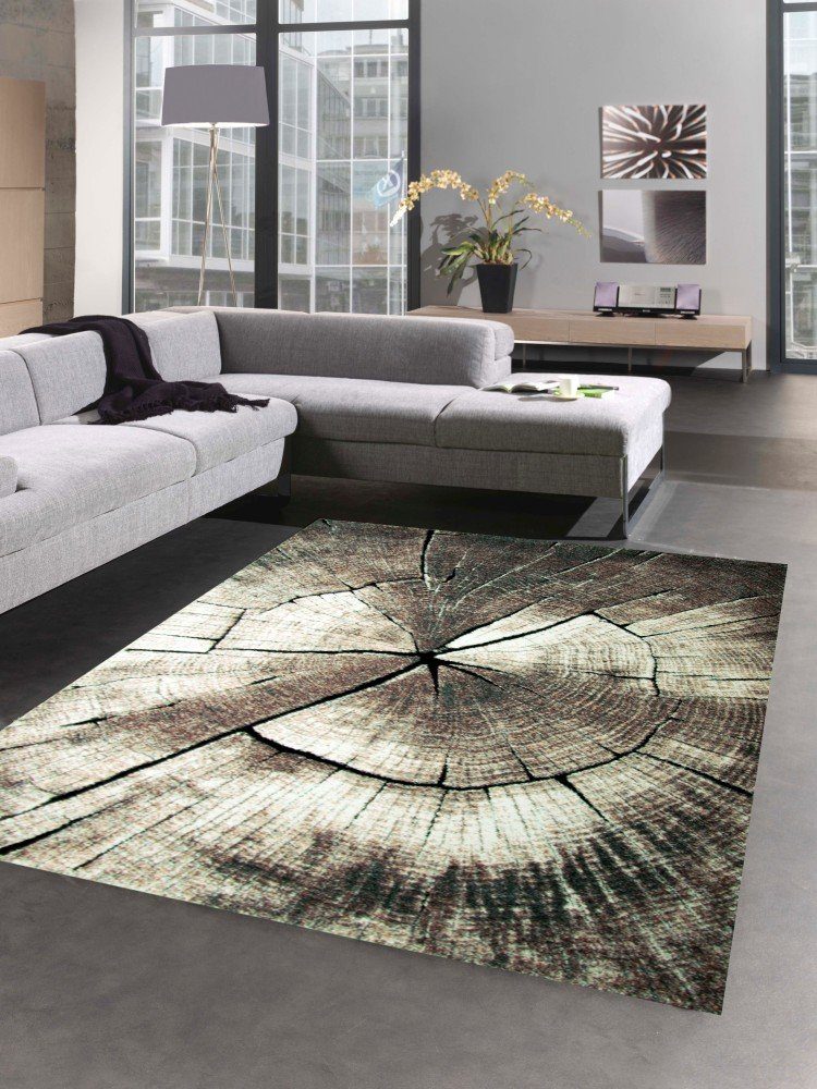 Carpetia Teppich Designer Teppich Wohnzimmerteppich Kurzflor Baumstamm Holz günstig online kaufen