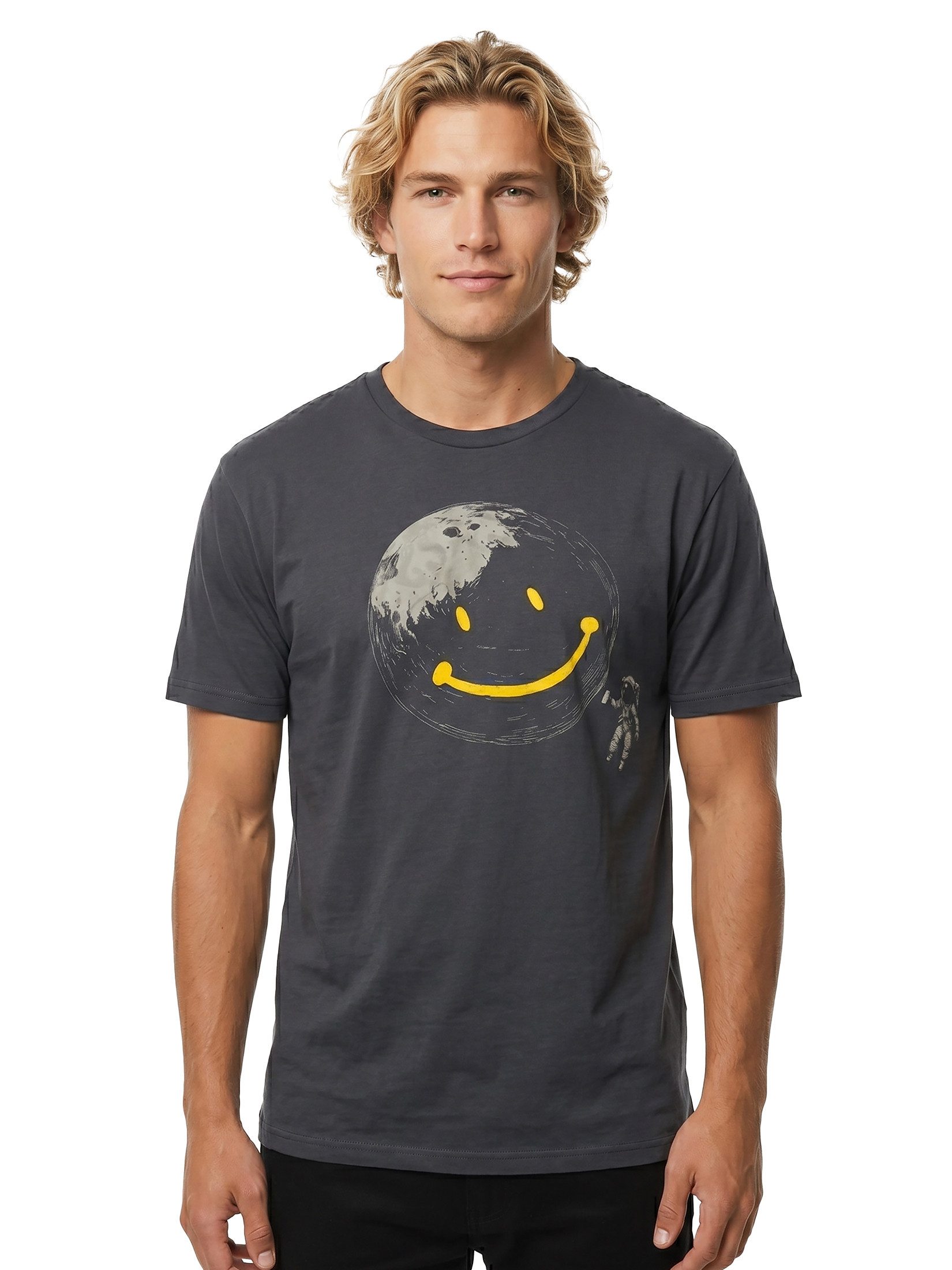 MAKAYA T-Shirt Cooles Shirt für Herren mit Astronaut und Smile Motiv (Schwarz, Blau, Grün, Blaugrau, S, M, L, XL, XXL, 3XL, 4XL, 5XL) Baumwolle