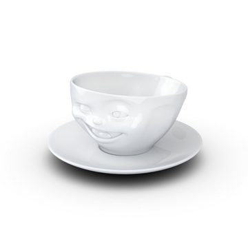 FIFTYEIGHT PRODUCTS Tasse Tasse Zwinkernd weiß - 200 ml - Kaffeetasse Weiß - 1 Stück