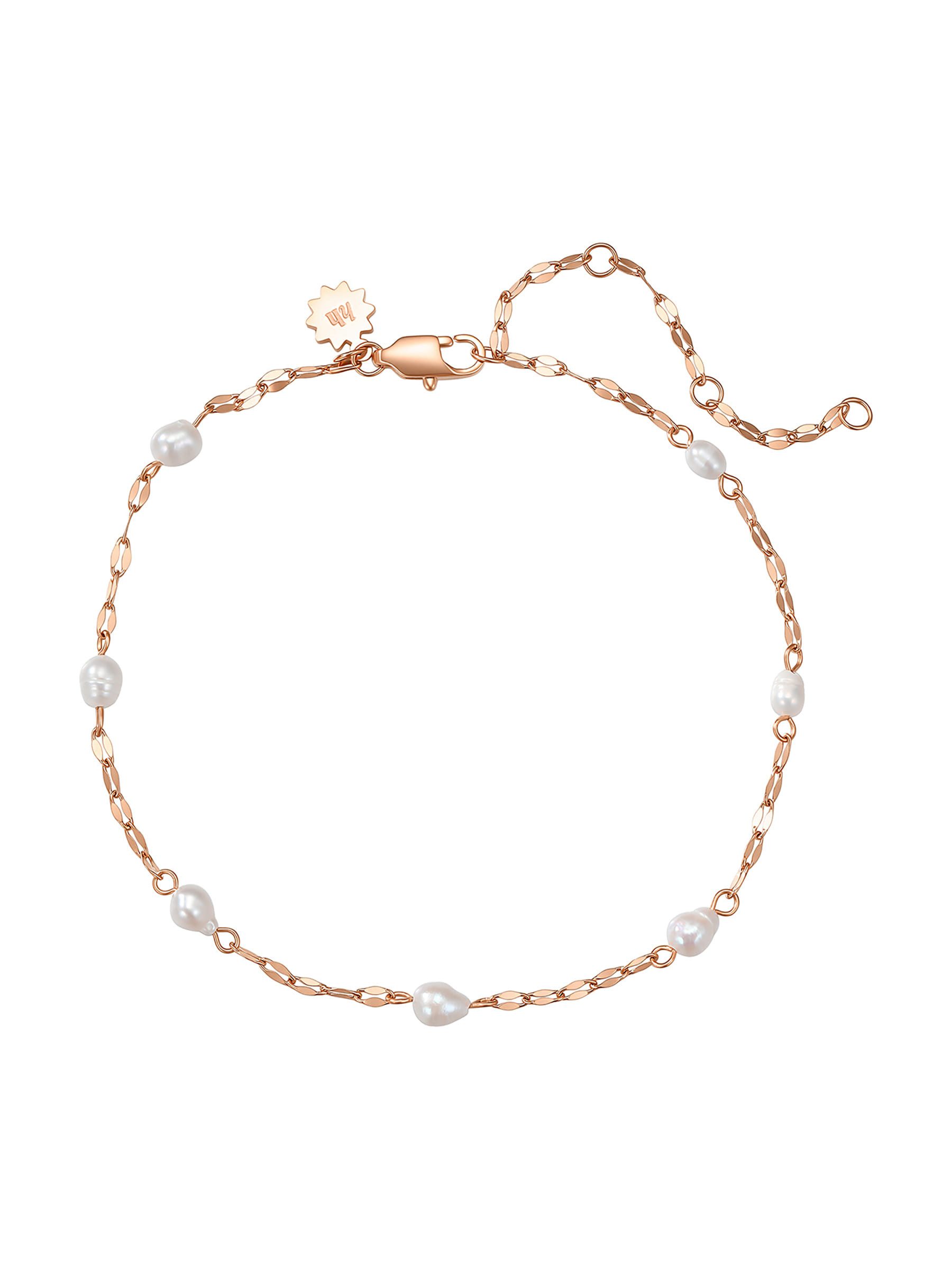 Hey Happiness Fußkette mit Süßwasserperlen – Edelstahl, Damen Fußschmuck vergoldet, verstellbares Sommer-Fußkettchen für Strand und Pool