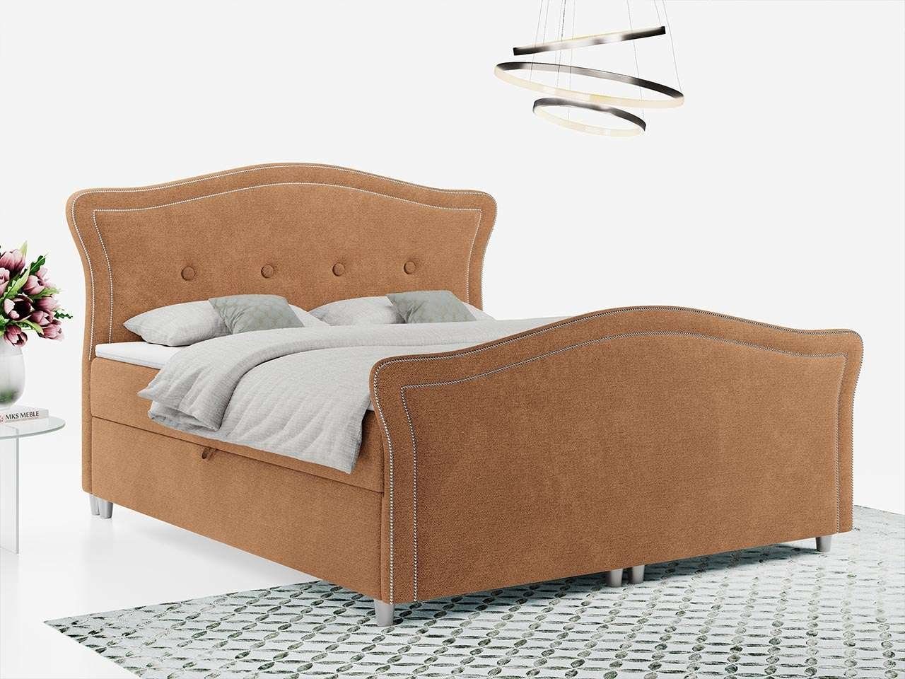 AGAT mit Glamour-Stil, Doppelbett MKS LUX, MÖBEL Boxspringbett Multipocket-Matratze